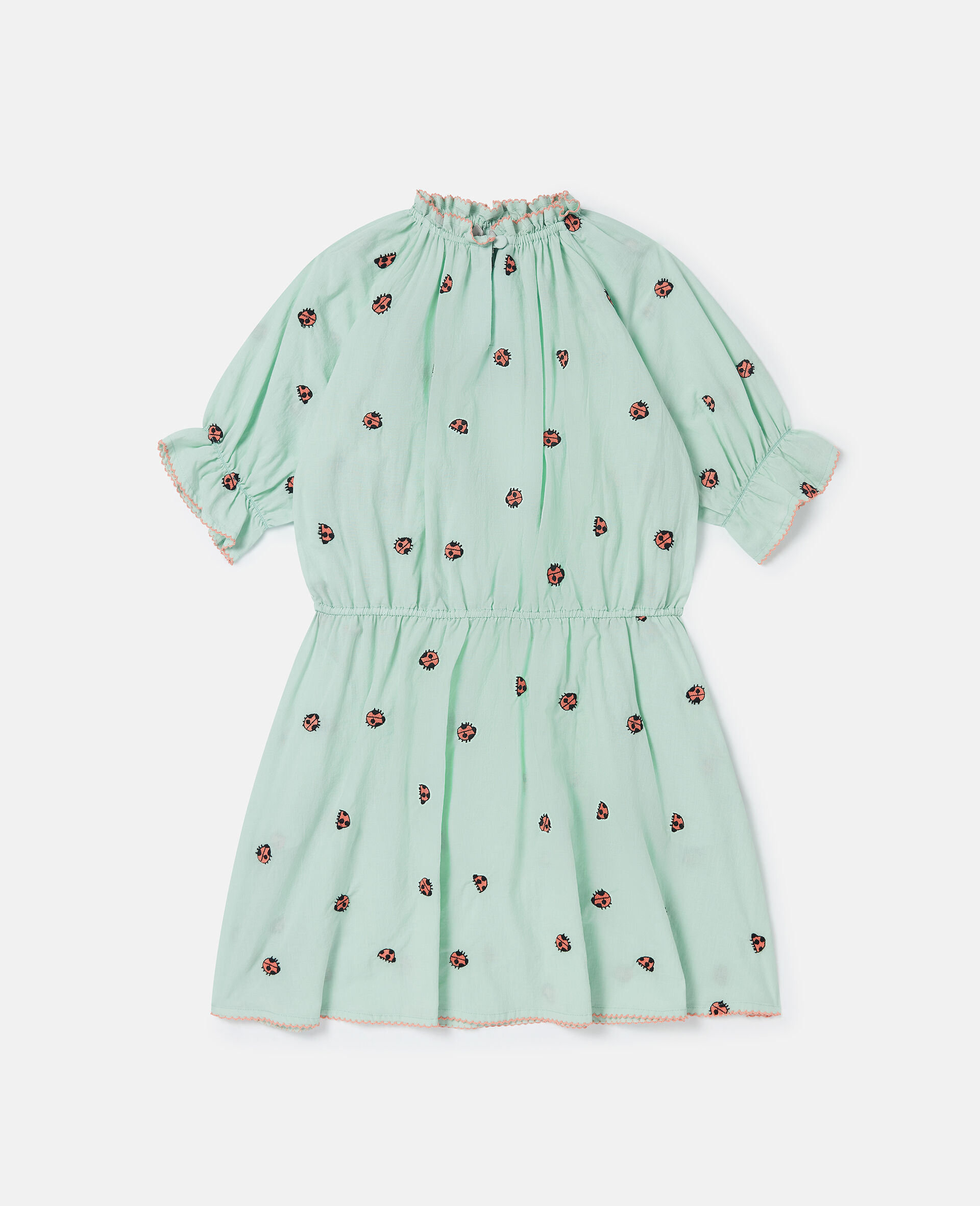 Ladybird Short-Sleeve Pleated Trim Dress