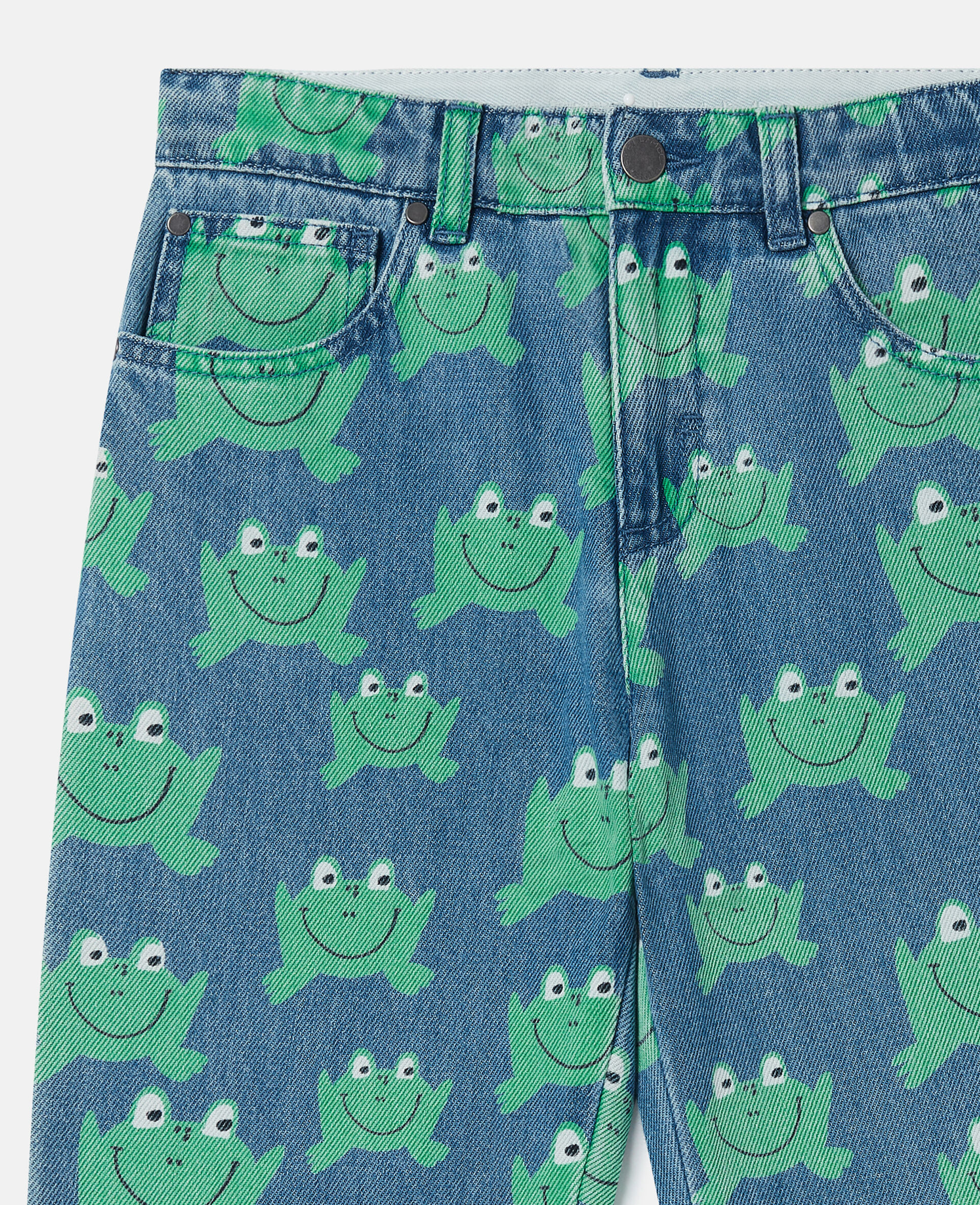 Frog Print Straight-Leg Denim Jeans