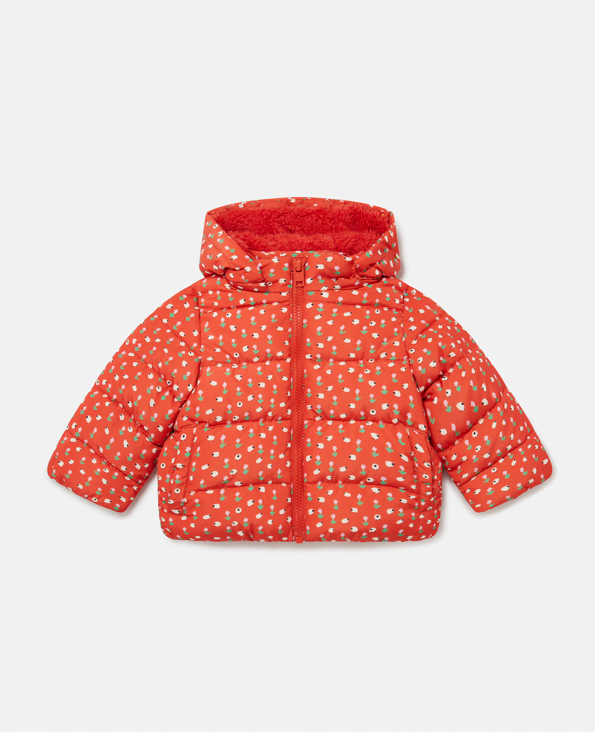 Floral Pattern Hooded Puffer Coat