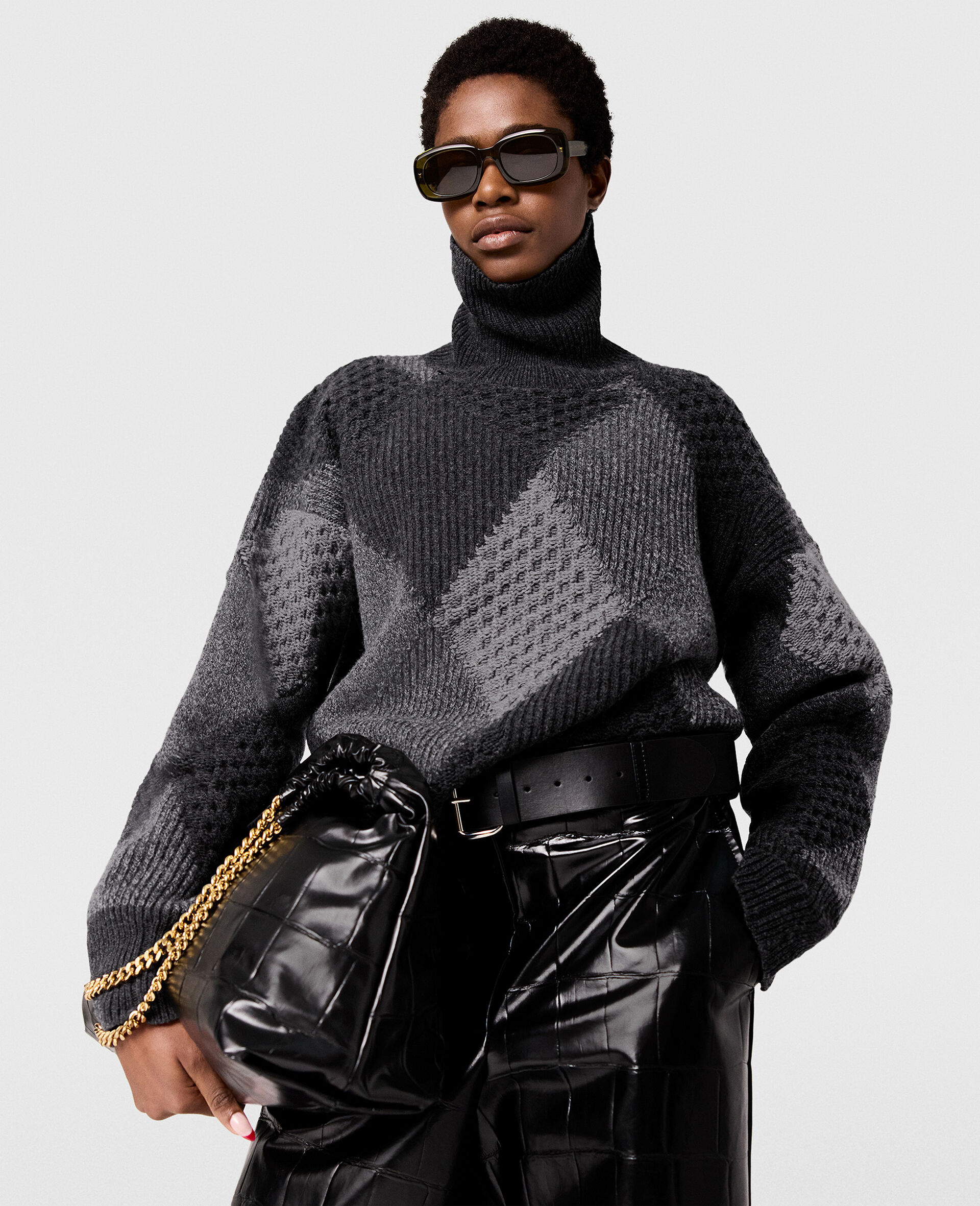 Argyle Turtleneck Sweater