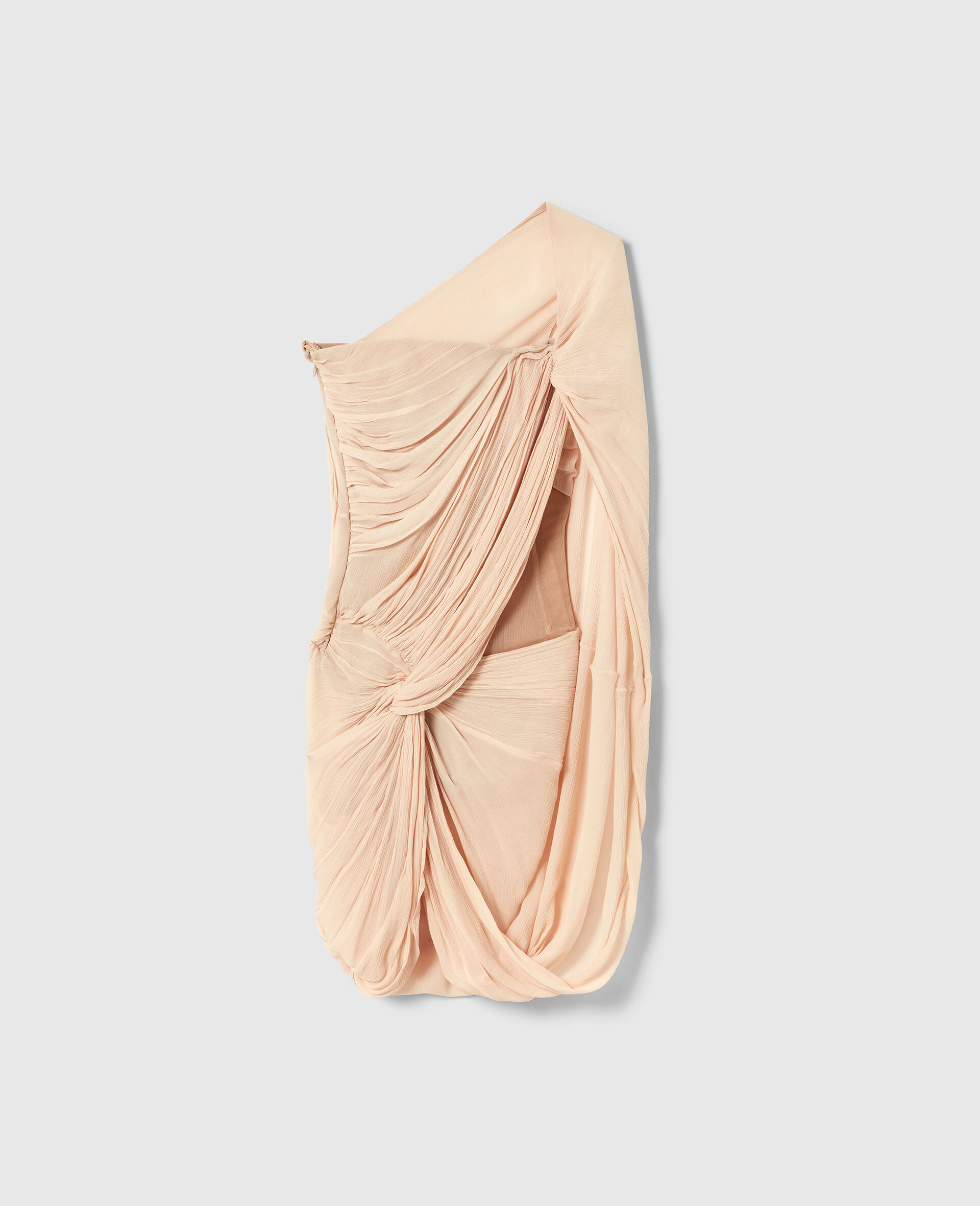 Ruched Knotted Sheer Panel Mini Dress