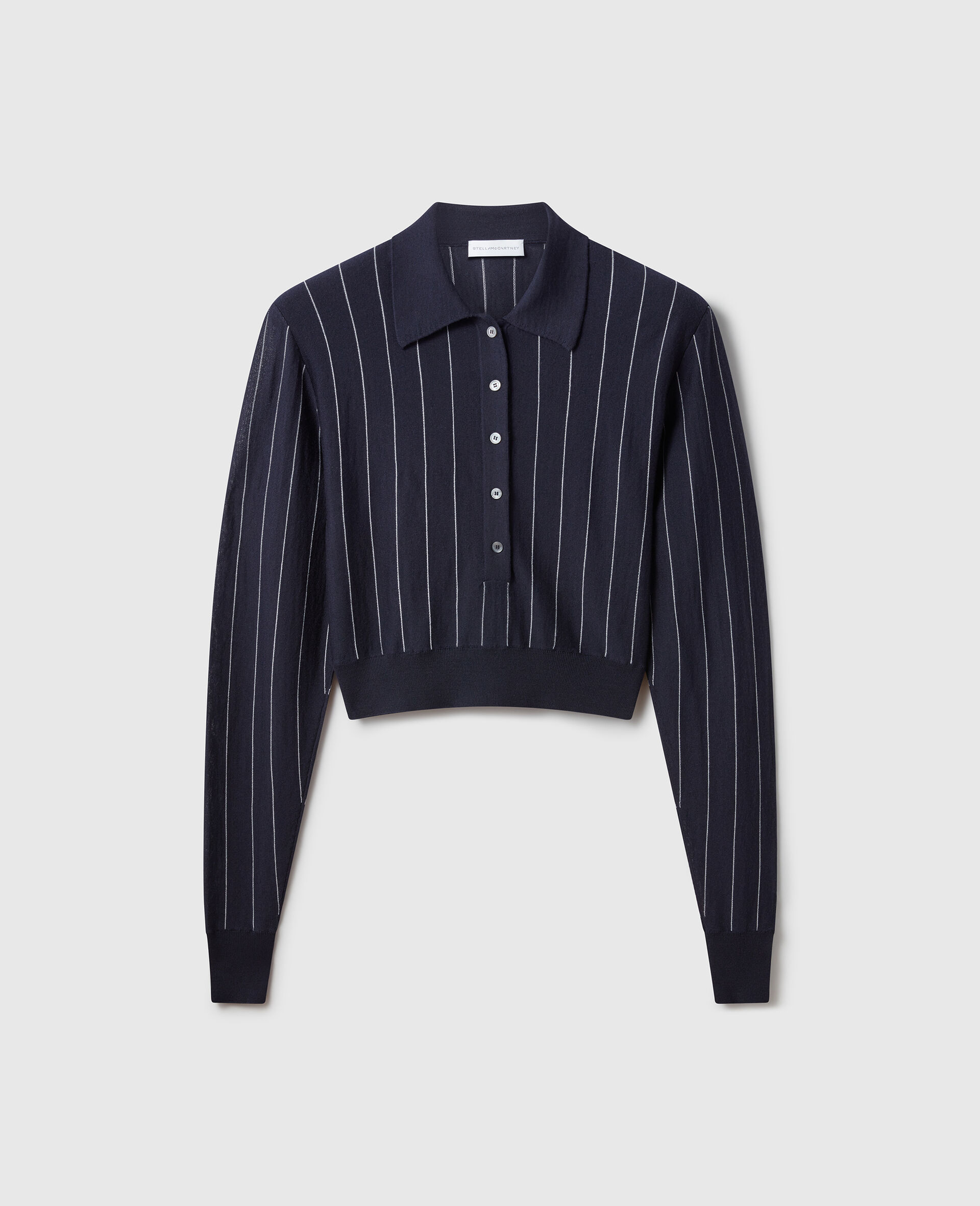 Collared Pinstripe Long-Sleeve Top