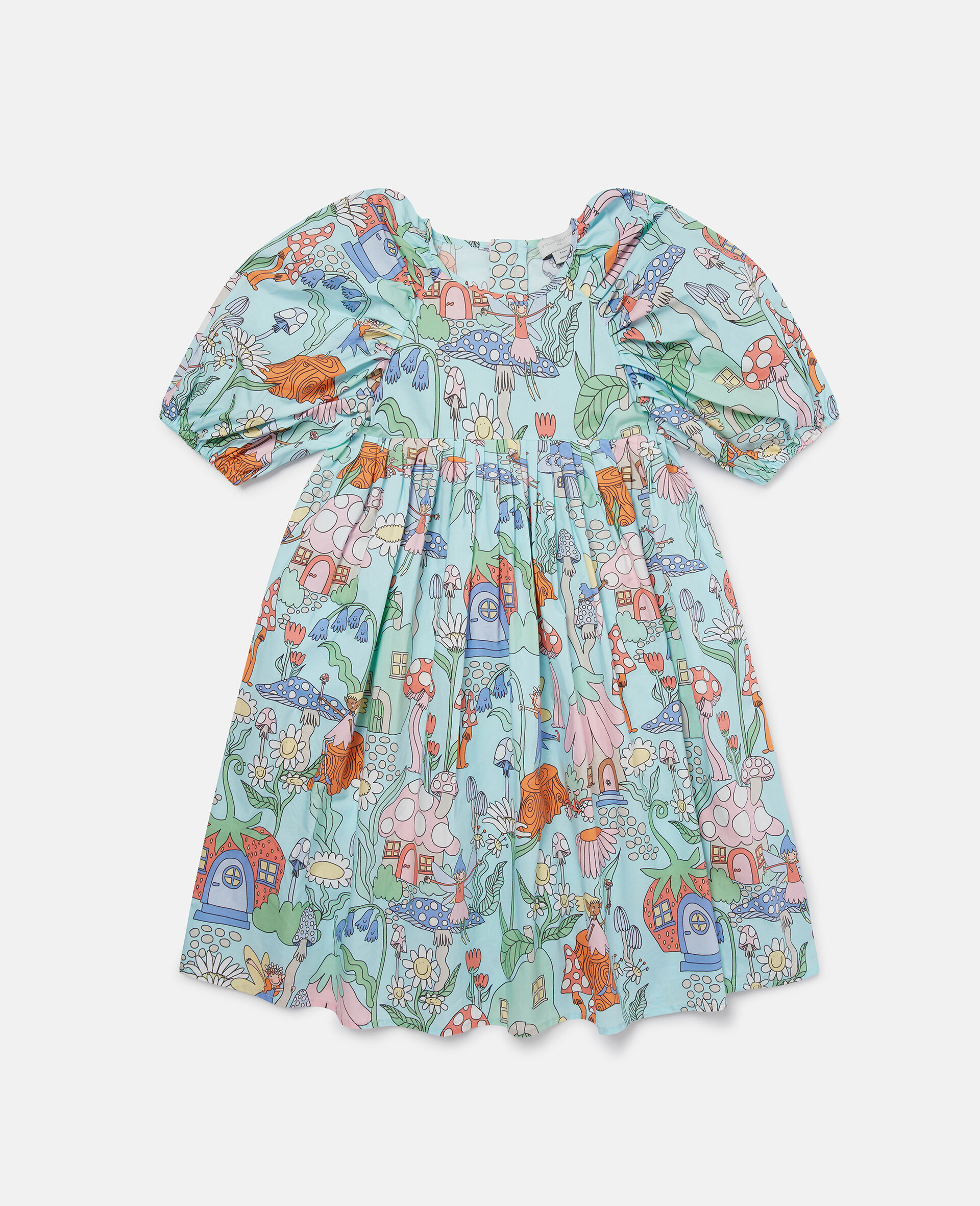 Woodland Print Pleated Short-Sleeve Dress