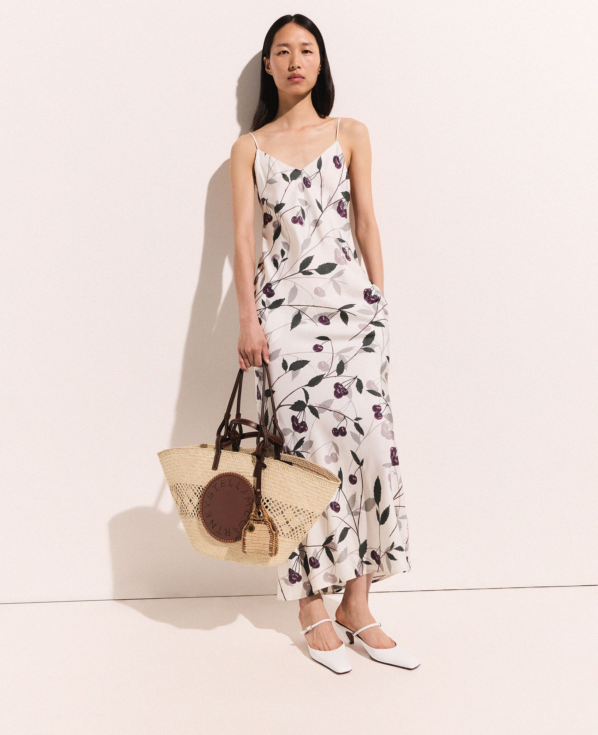 Cherry Print Sleeveless Midi Dress