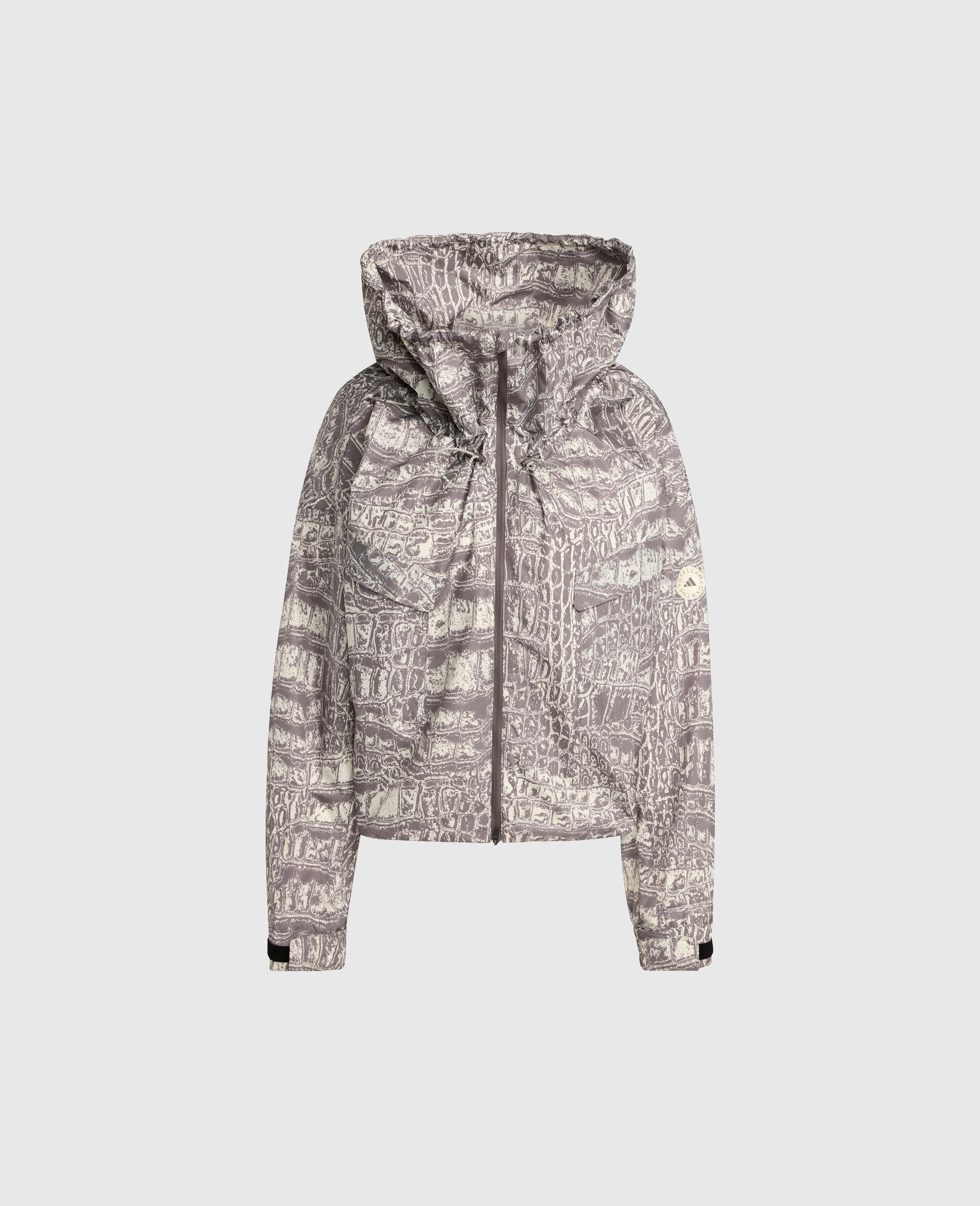 High-Neck Snake Print Hooded Jacket