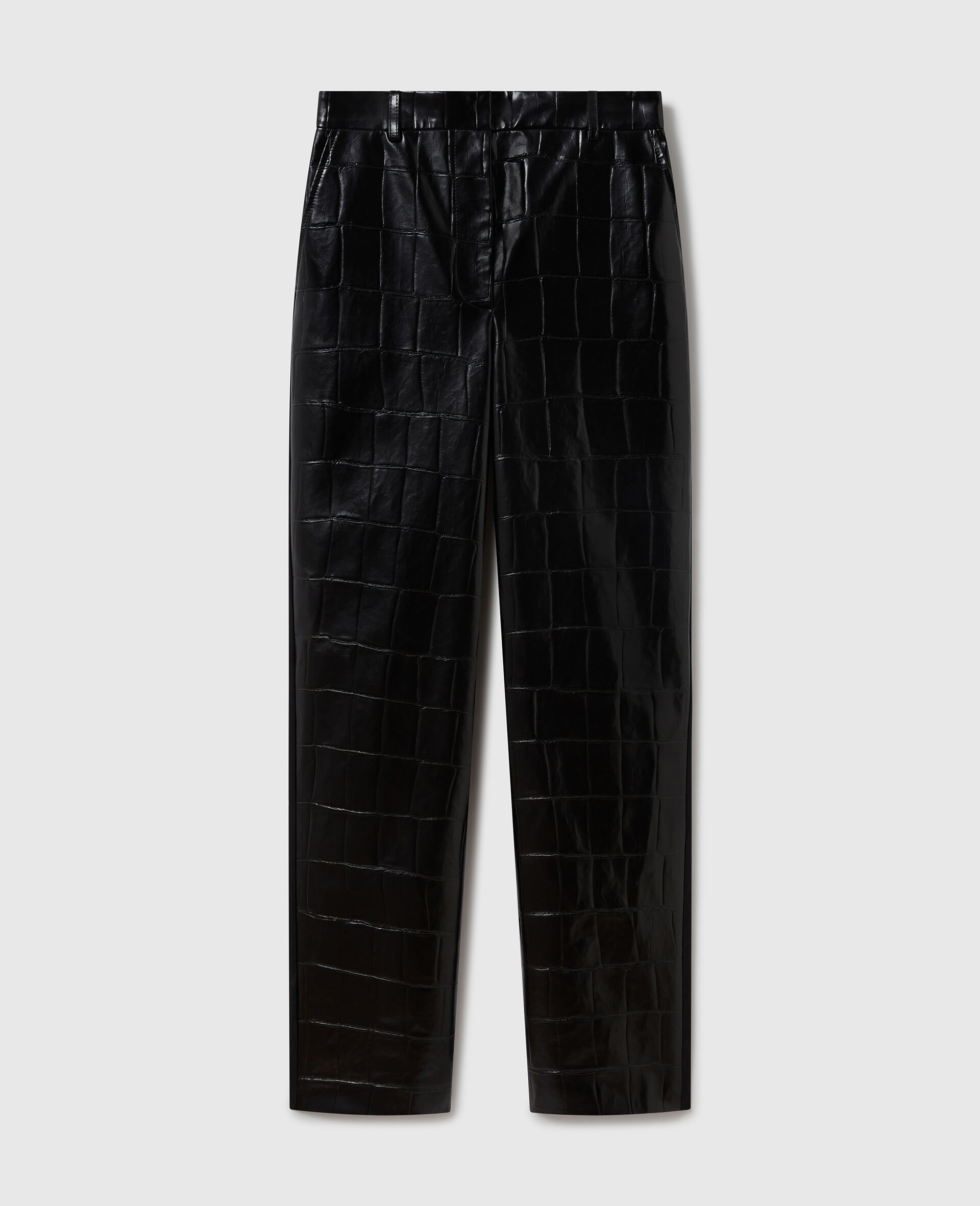 Crocodile-Embossed Straight-Leg Pants