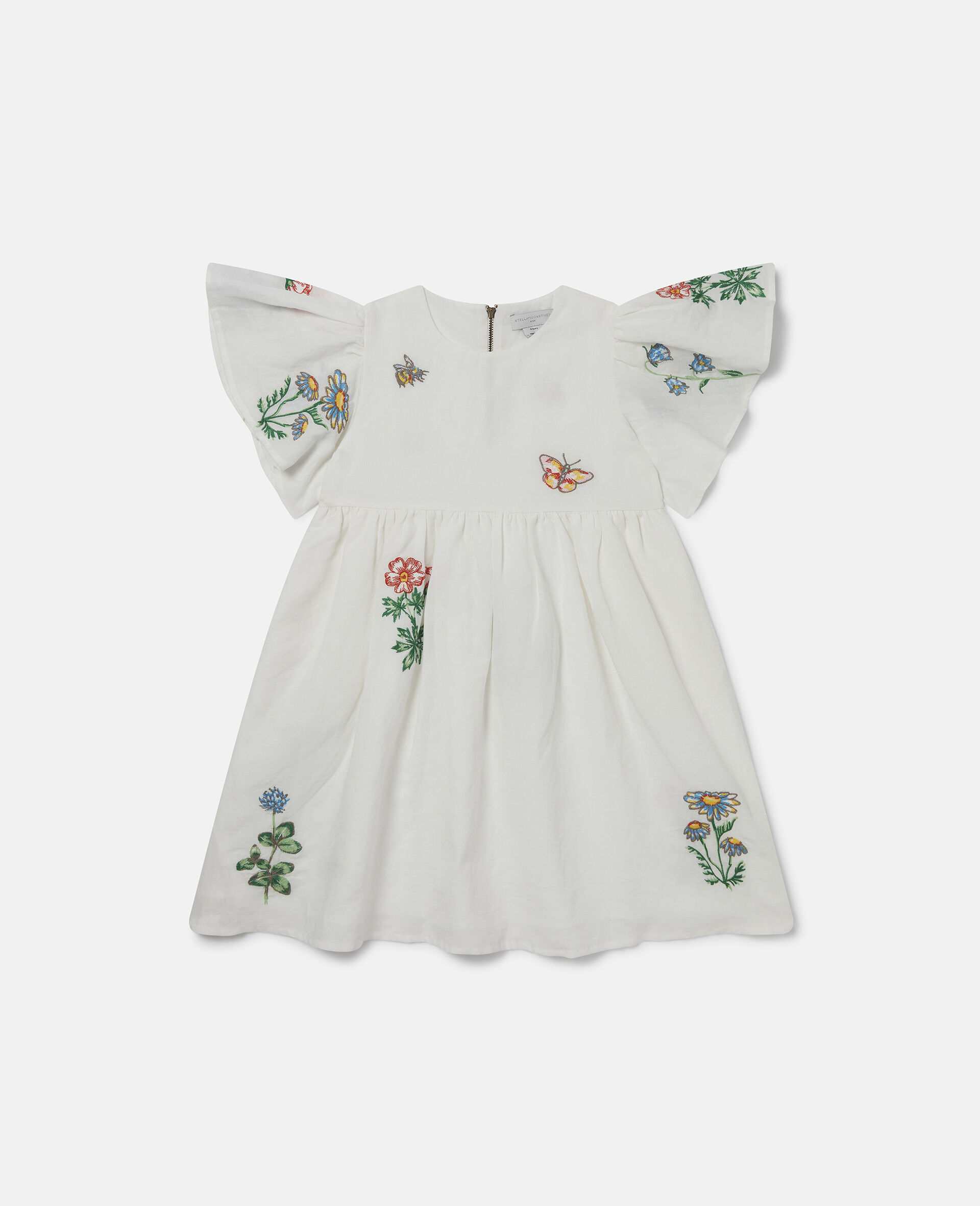 Flower Embroidered Cap-Sleeve Dress