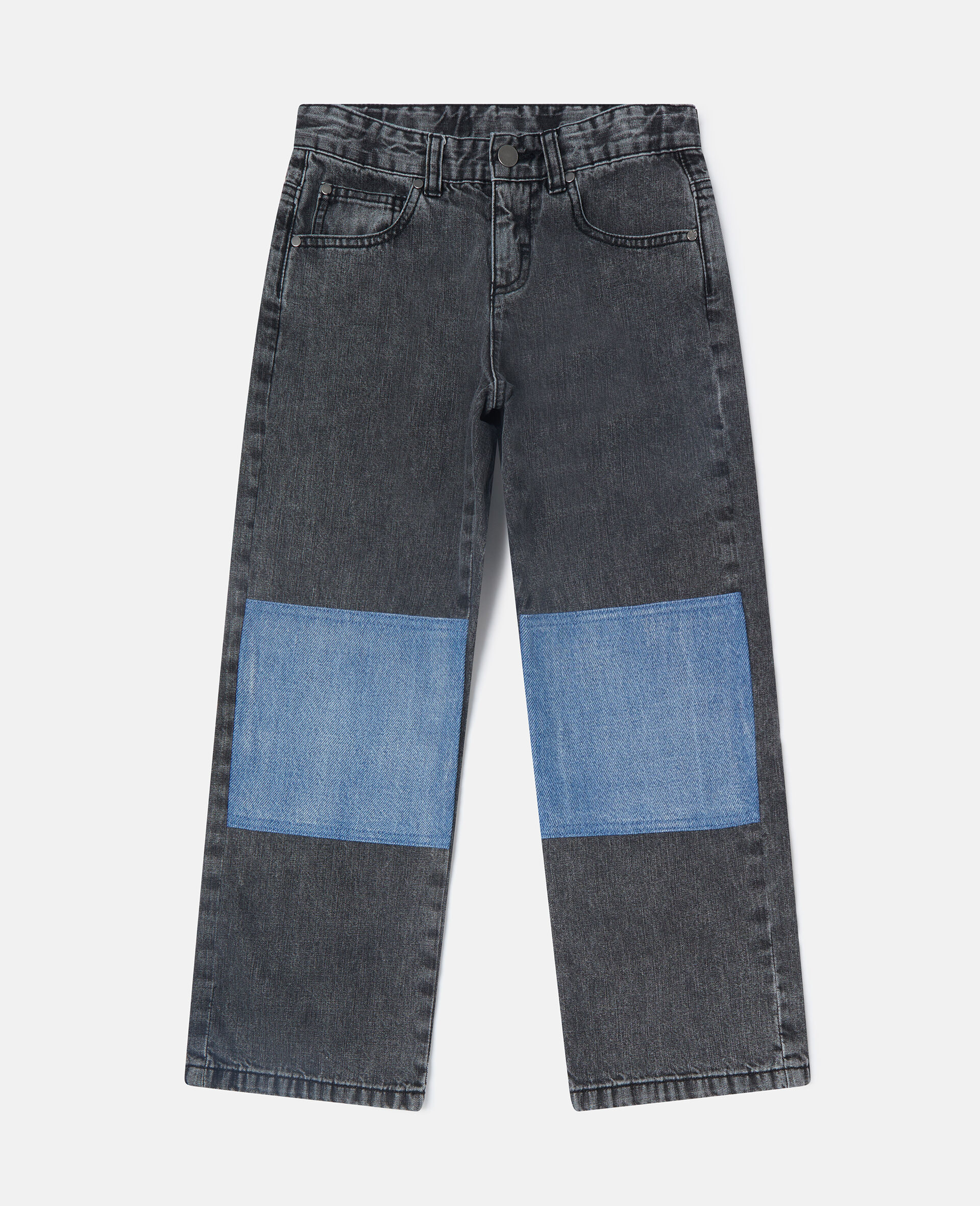 Contrast Panel Straight-Leg Denim Jeans