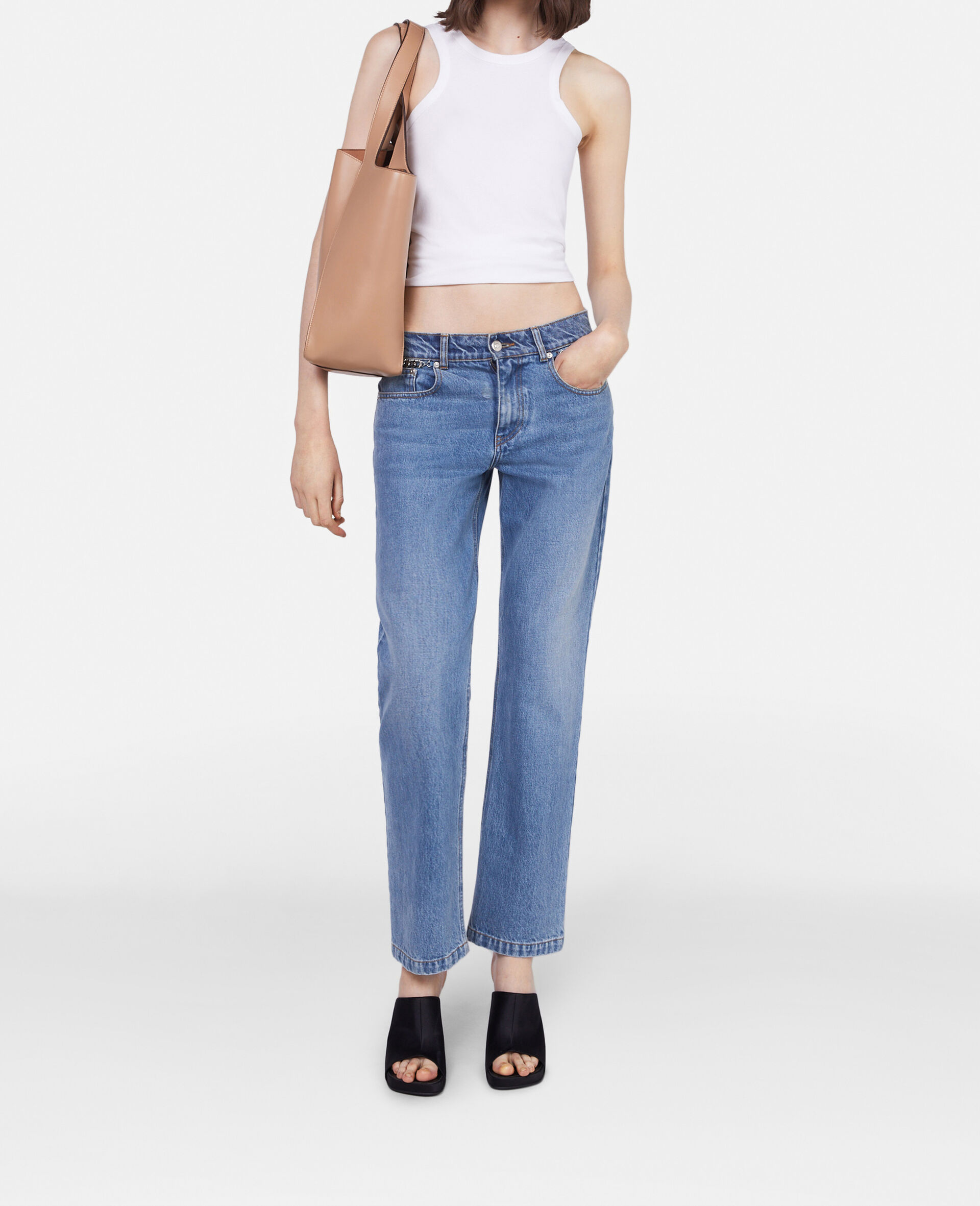 Falabella Chain Light Wash Cropped Jeans