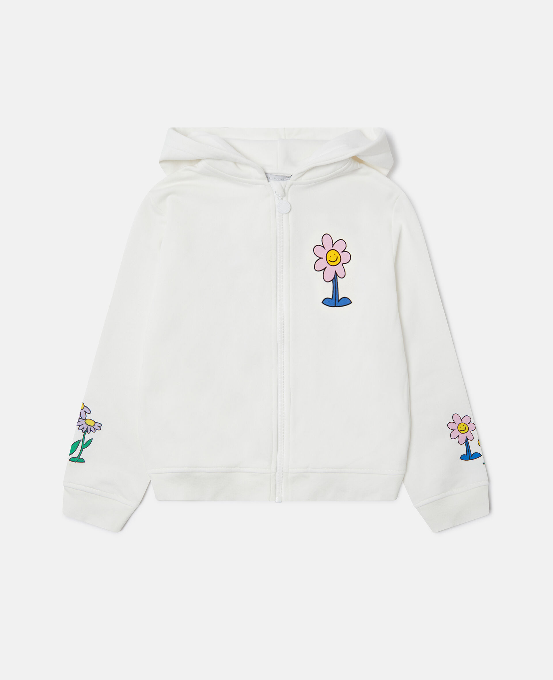 Flower Graphic Zipper-Up Hoodie