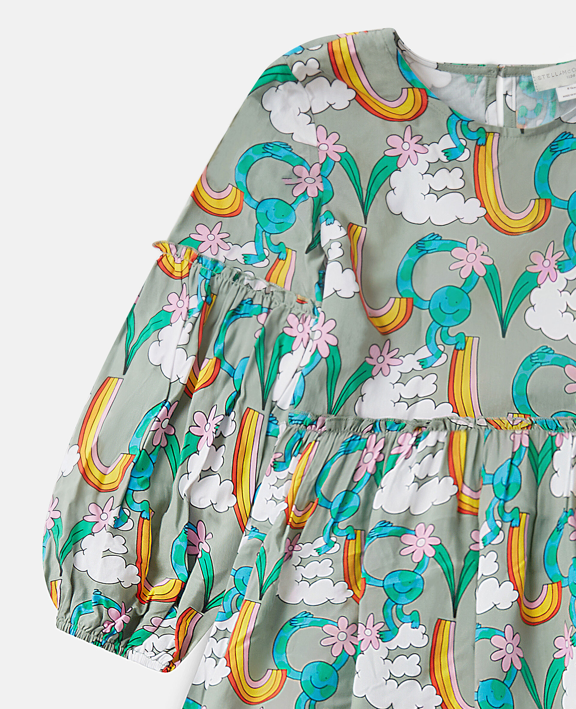 Earth Friends Print Long-Sleeve Dress