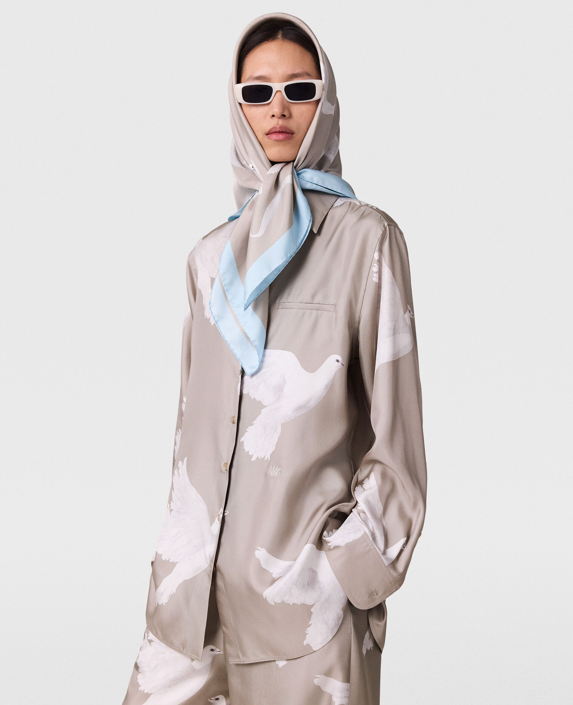 Oversized Dove Print Shirt