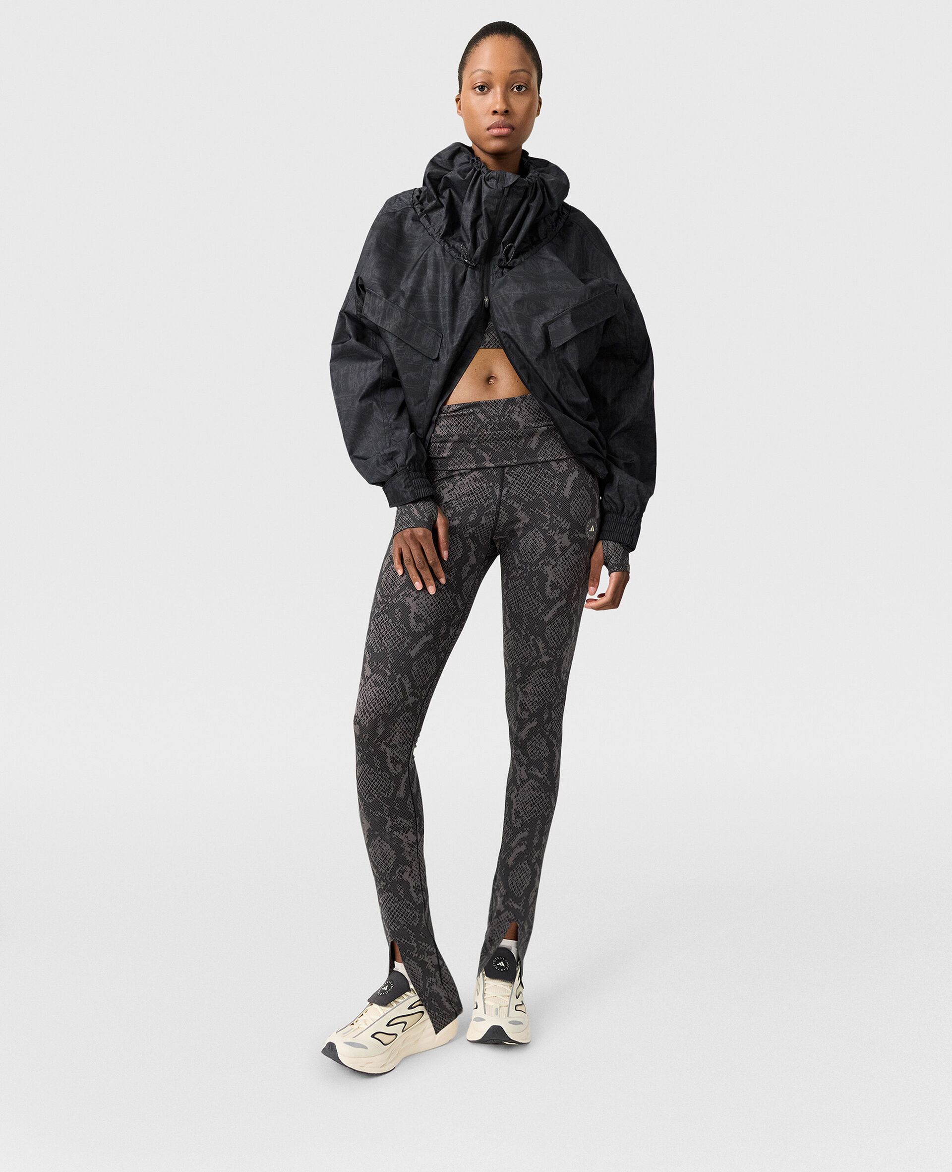 Roll-Top Split-Cuff Graphic Print Leggings