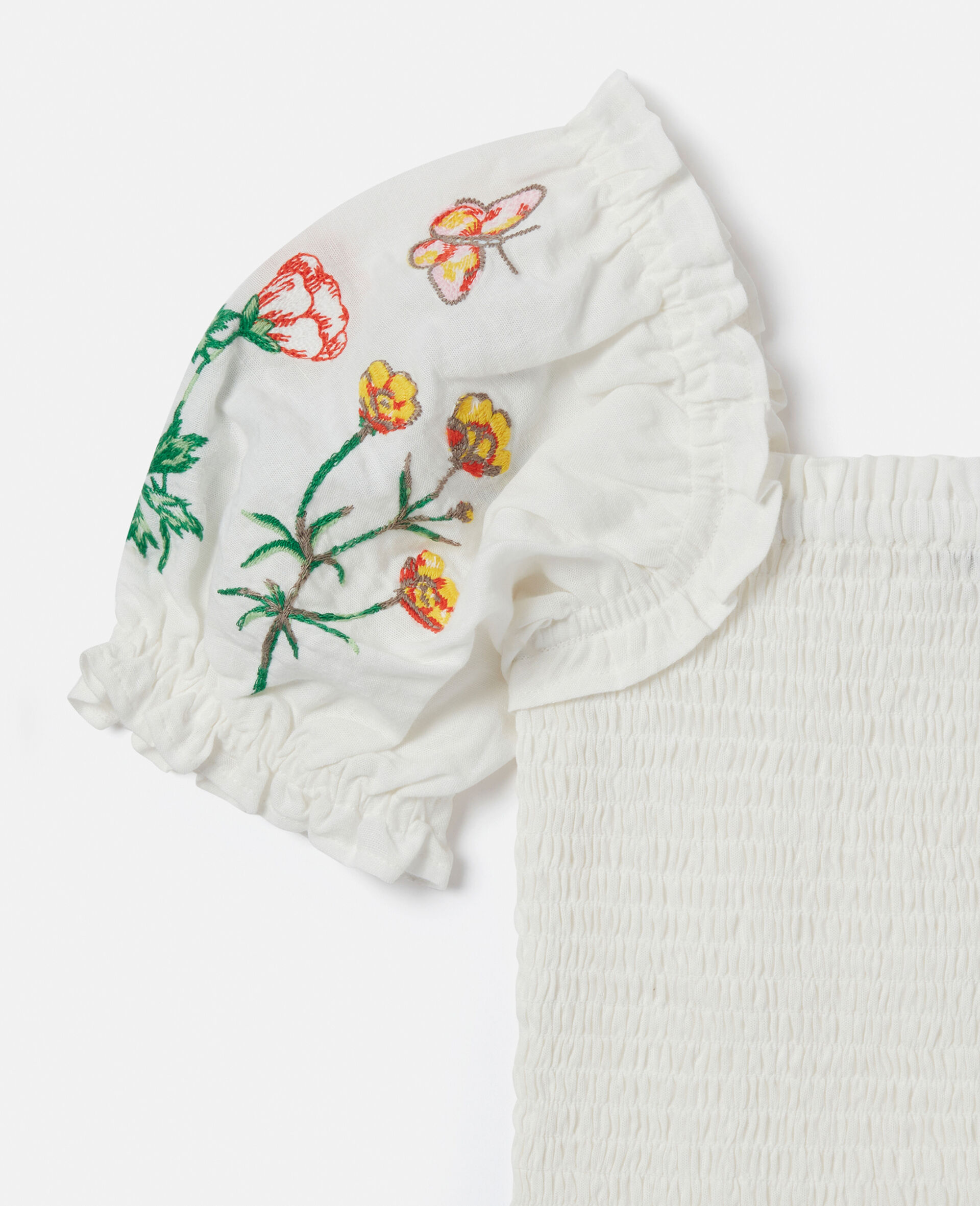 Flower Embroidered Short-Sleeve Top