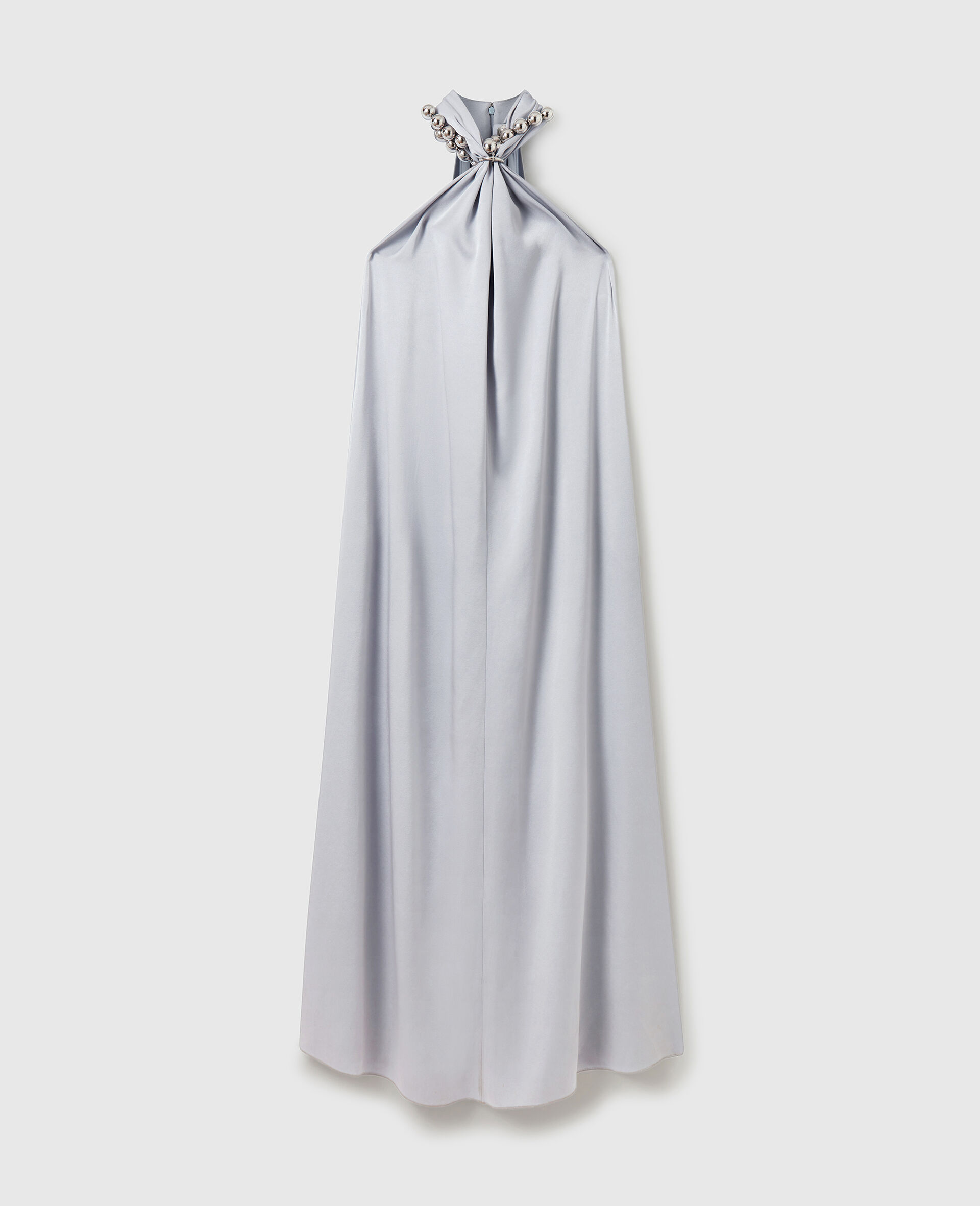 Ball-Chain Halterneck Satin Maxi Dress