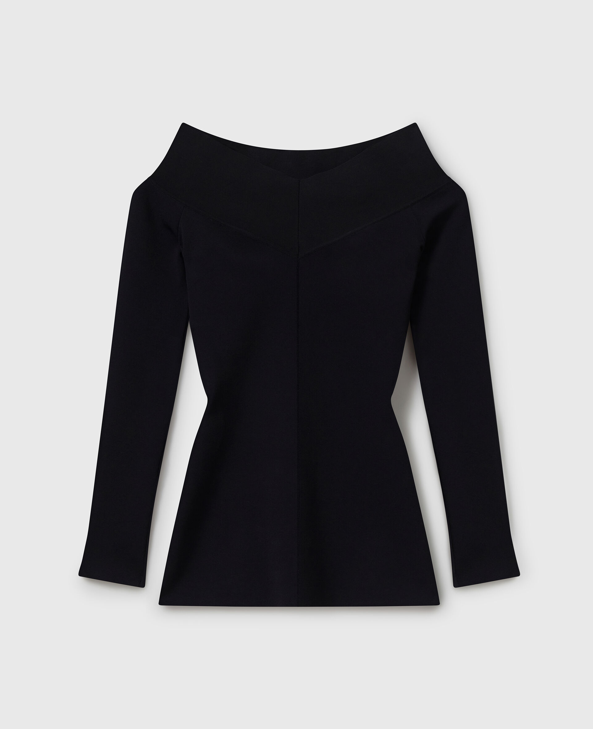 Straight-Neck Long-Sleeve Top