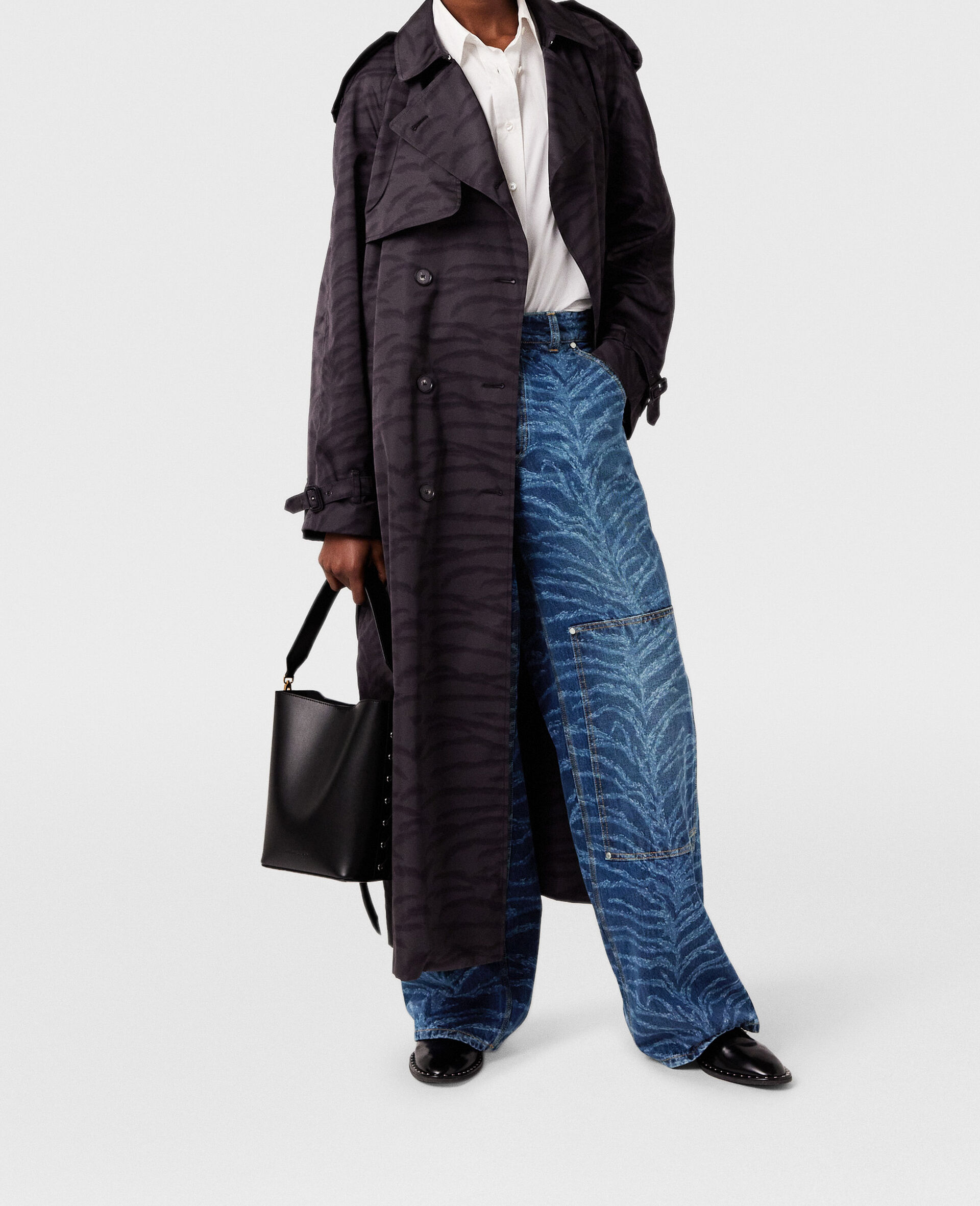 Tiger Print Belted Trench Coat
