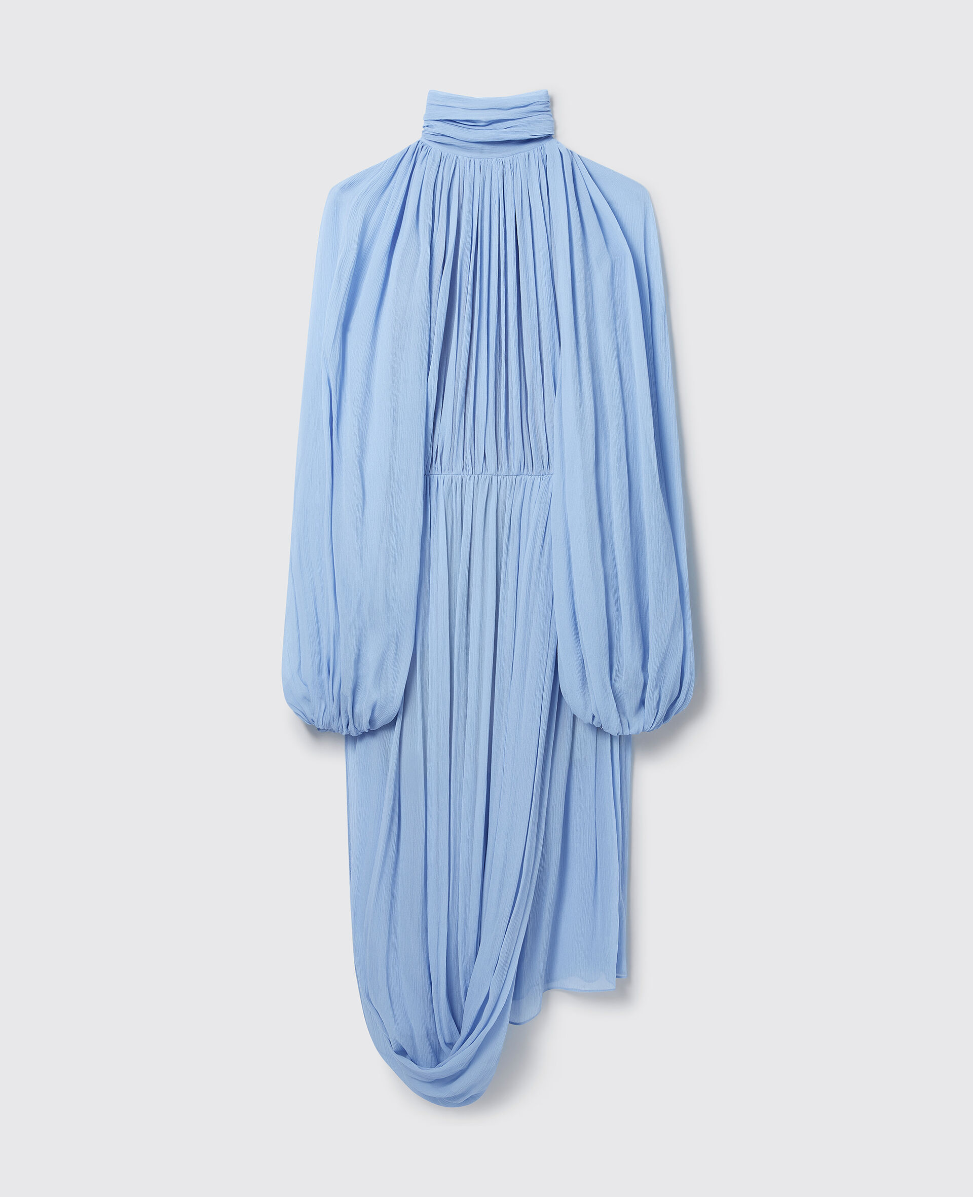 High-Neck Pleated Midi Dress