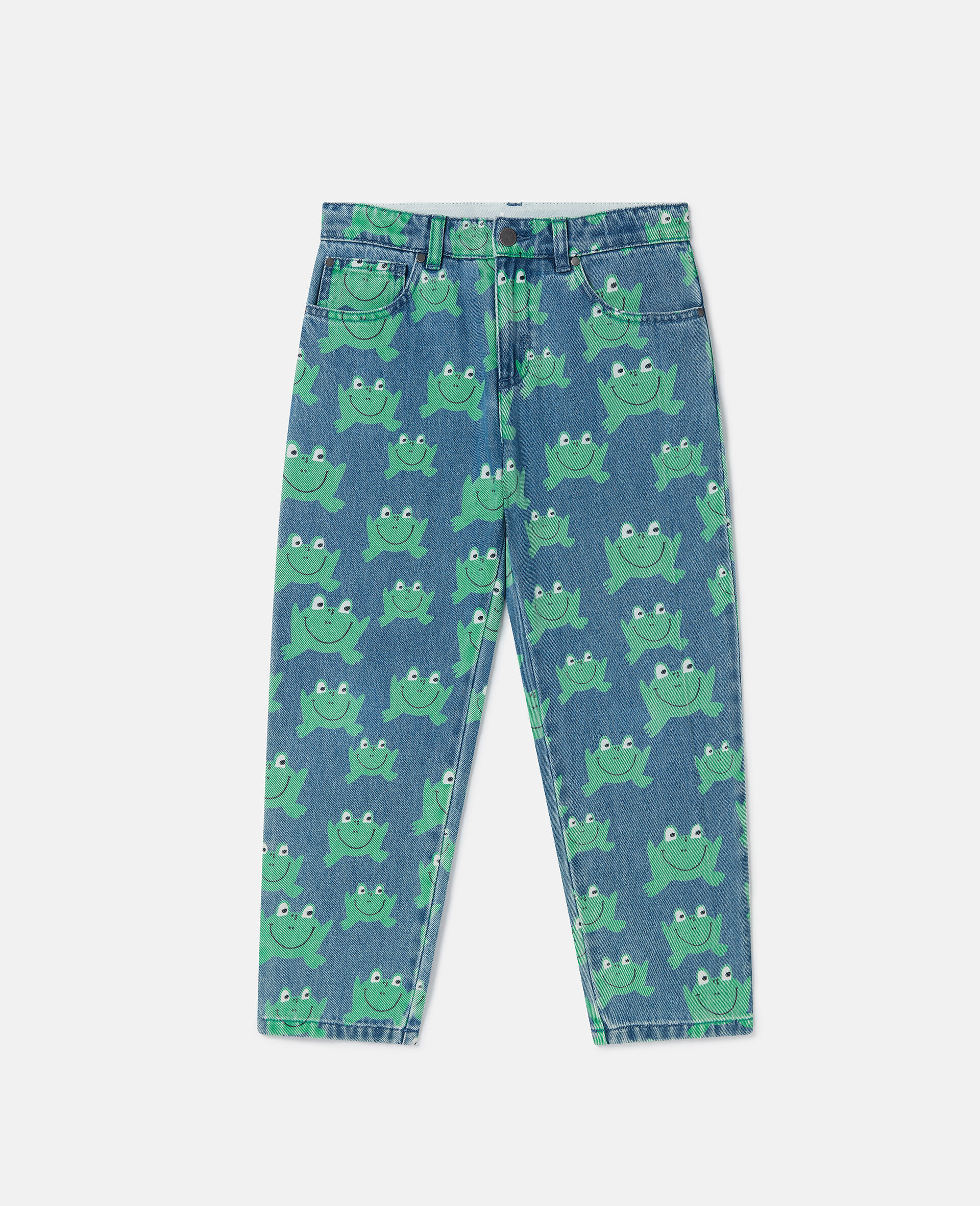 Frog Print Straight-Leg Denim Jeans