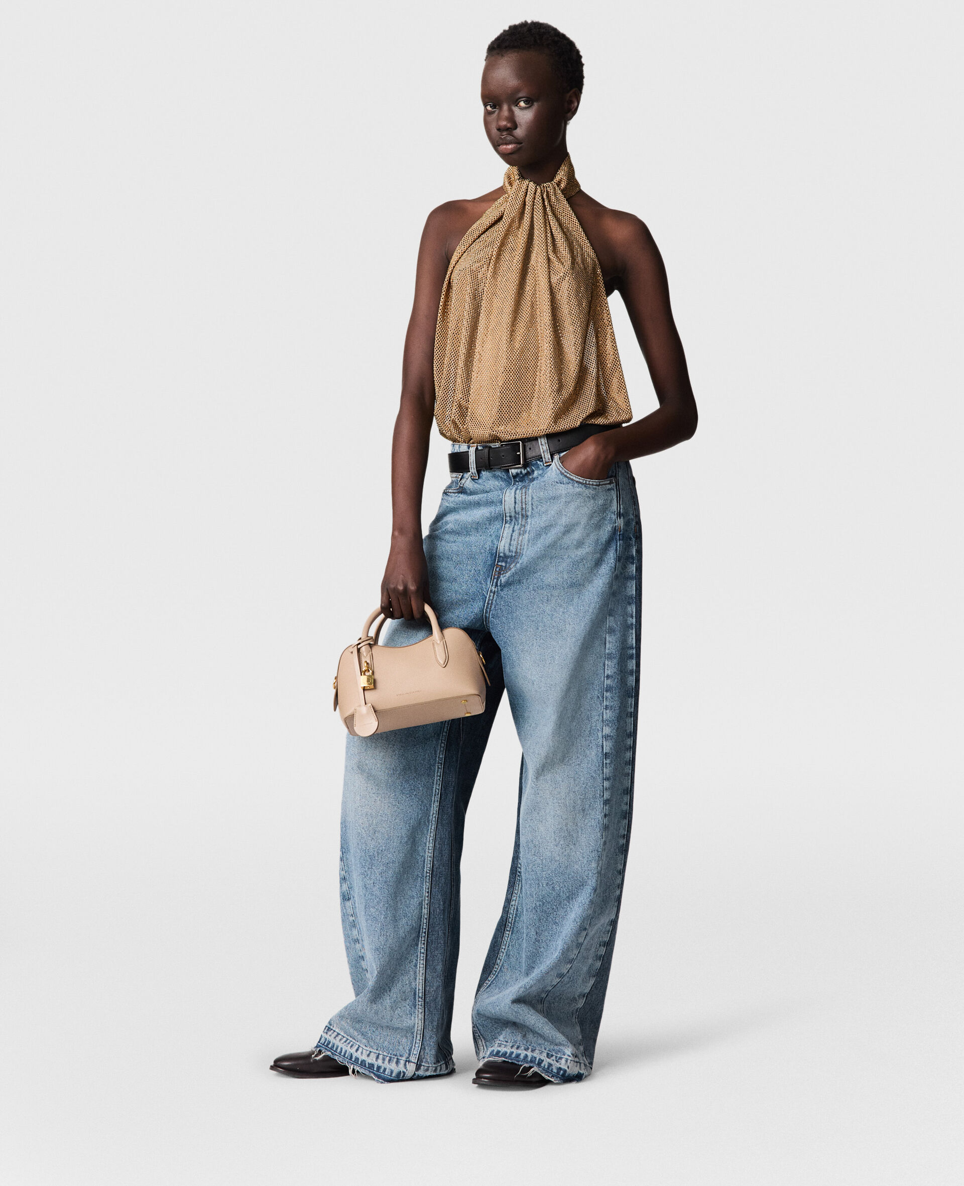 Two-Tone Wash Slouchy Straight Leg Jeans