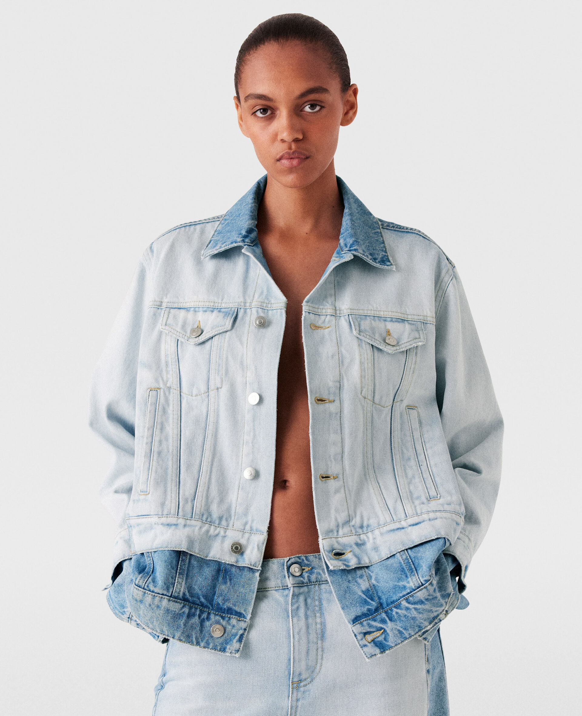 Contrast Panel Denim Jacket