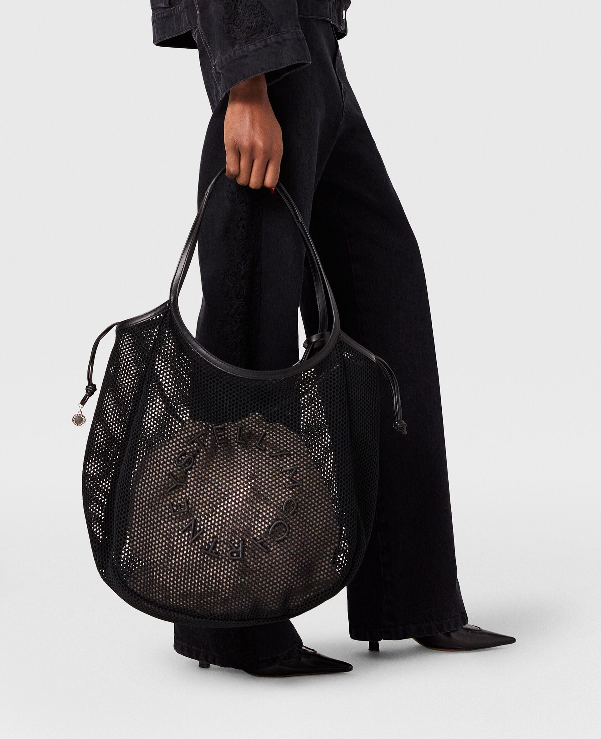 Logo Mesh Hobo Bag