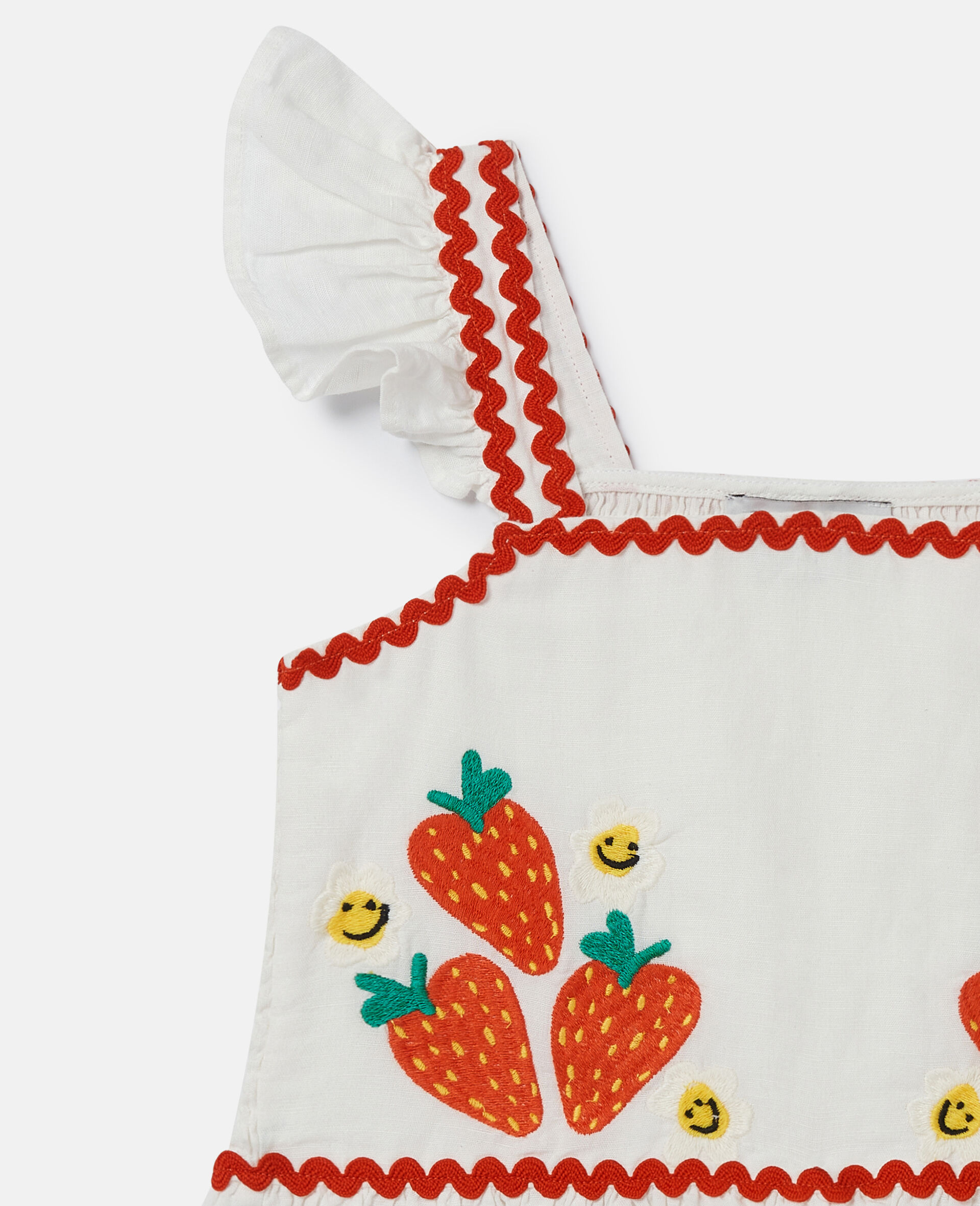 Strawberry Embroidered Cap-Sleeve Top