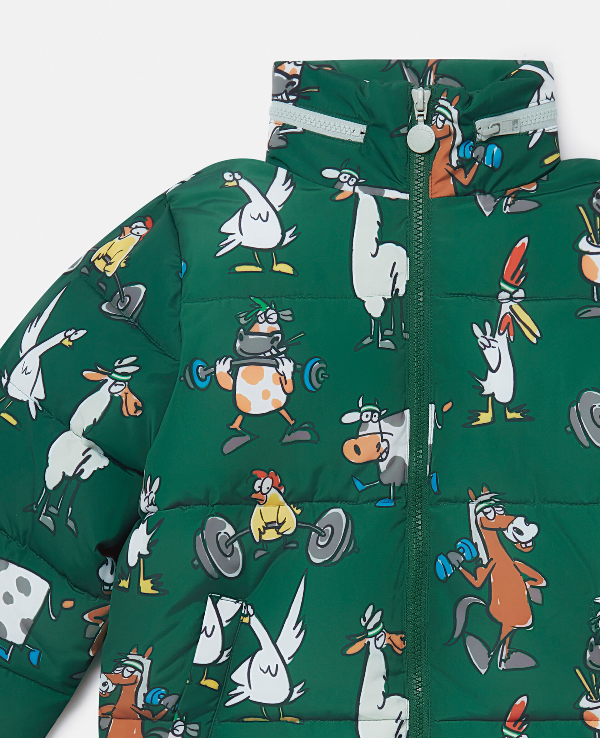 Farmyard Print Puffer Jacket