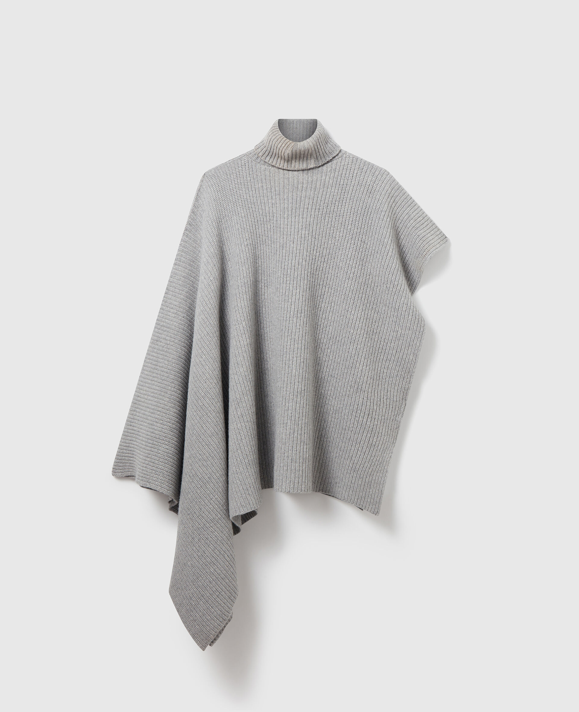 Knit Asymmetric Turtleneck Poncho