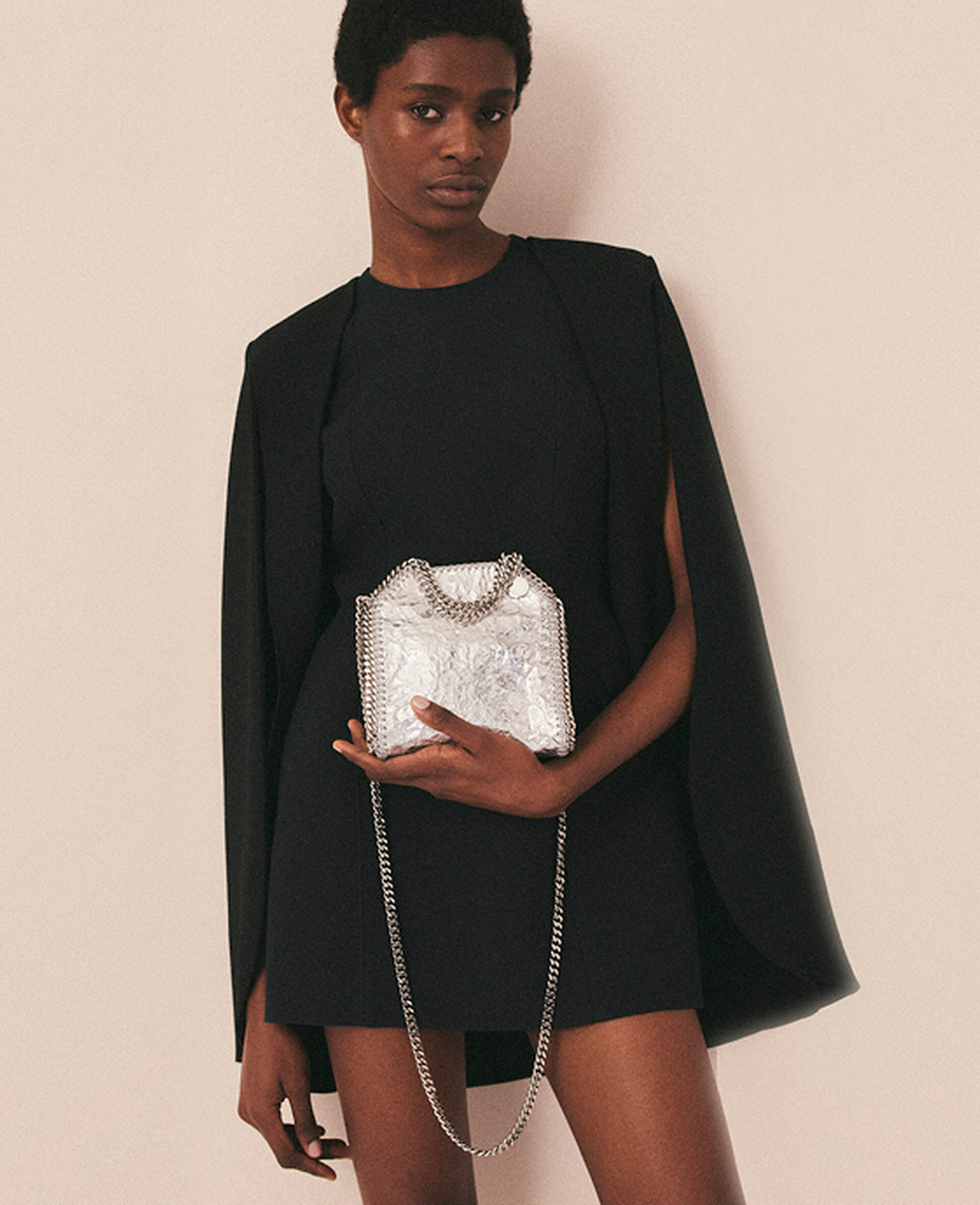 Cracked Metallic Falabella Tiny Tote Bag