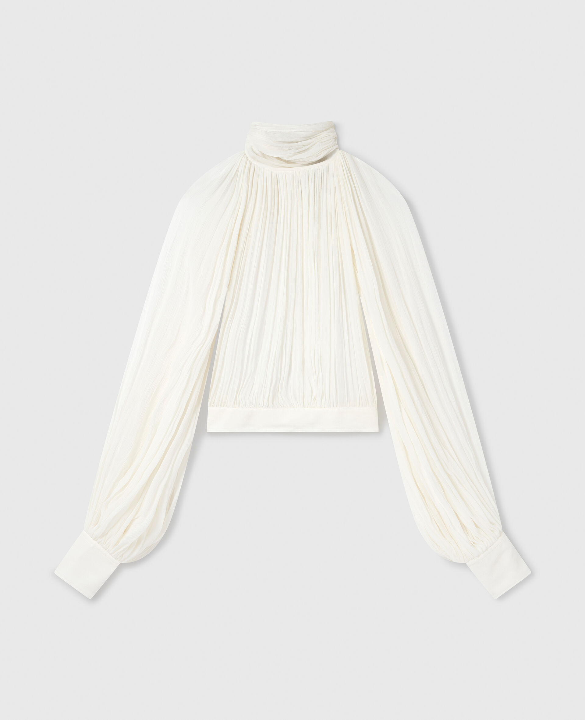 Pleated Balloon-Sleeve Top
