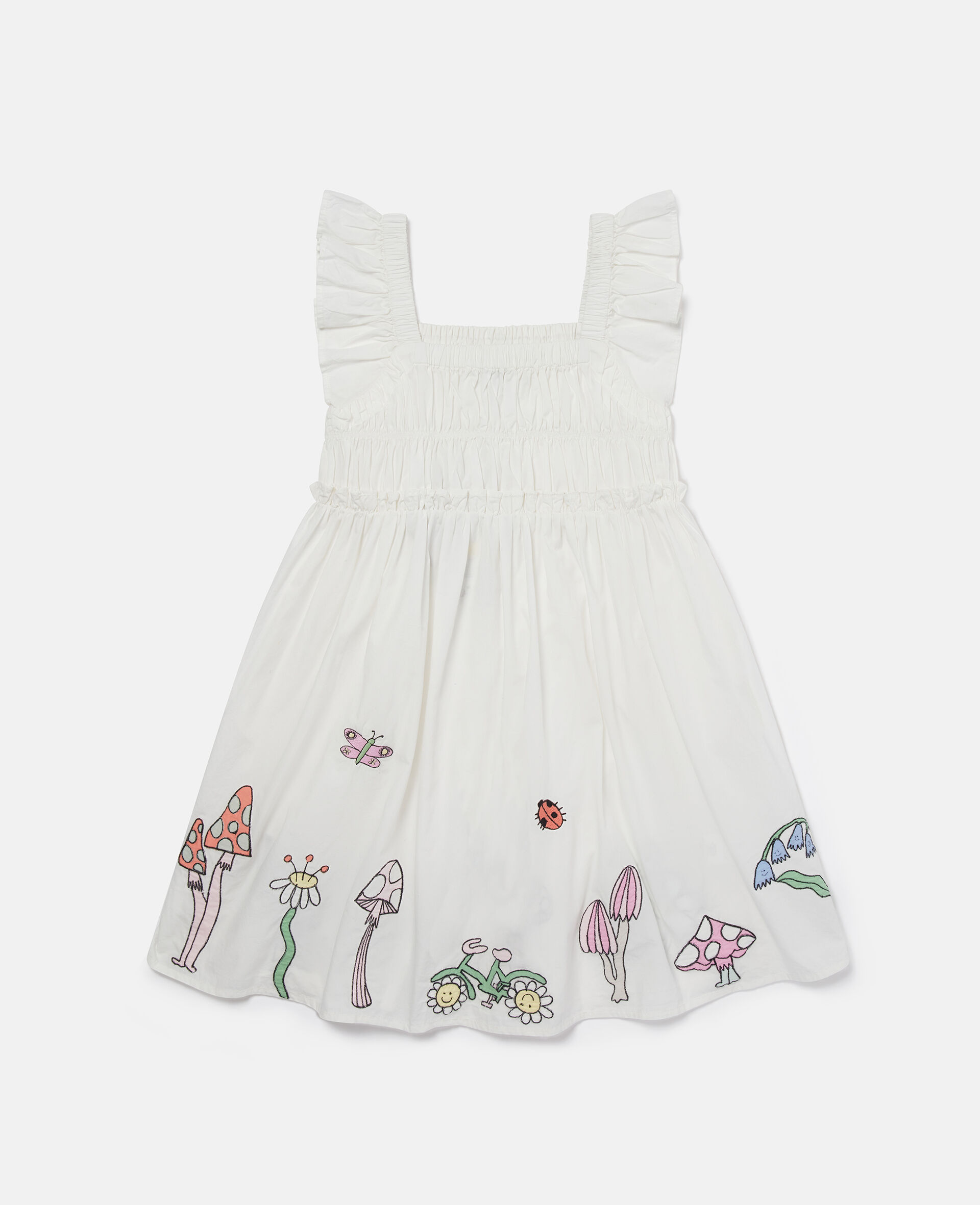 Woodland Friends Pleated Cap-Sleeve Dress