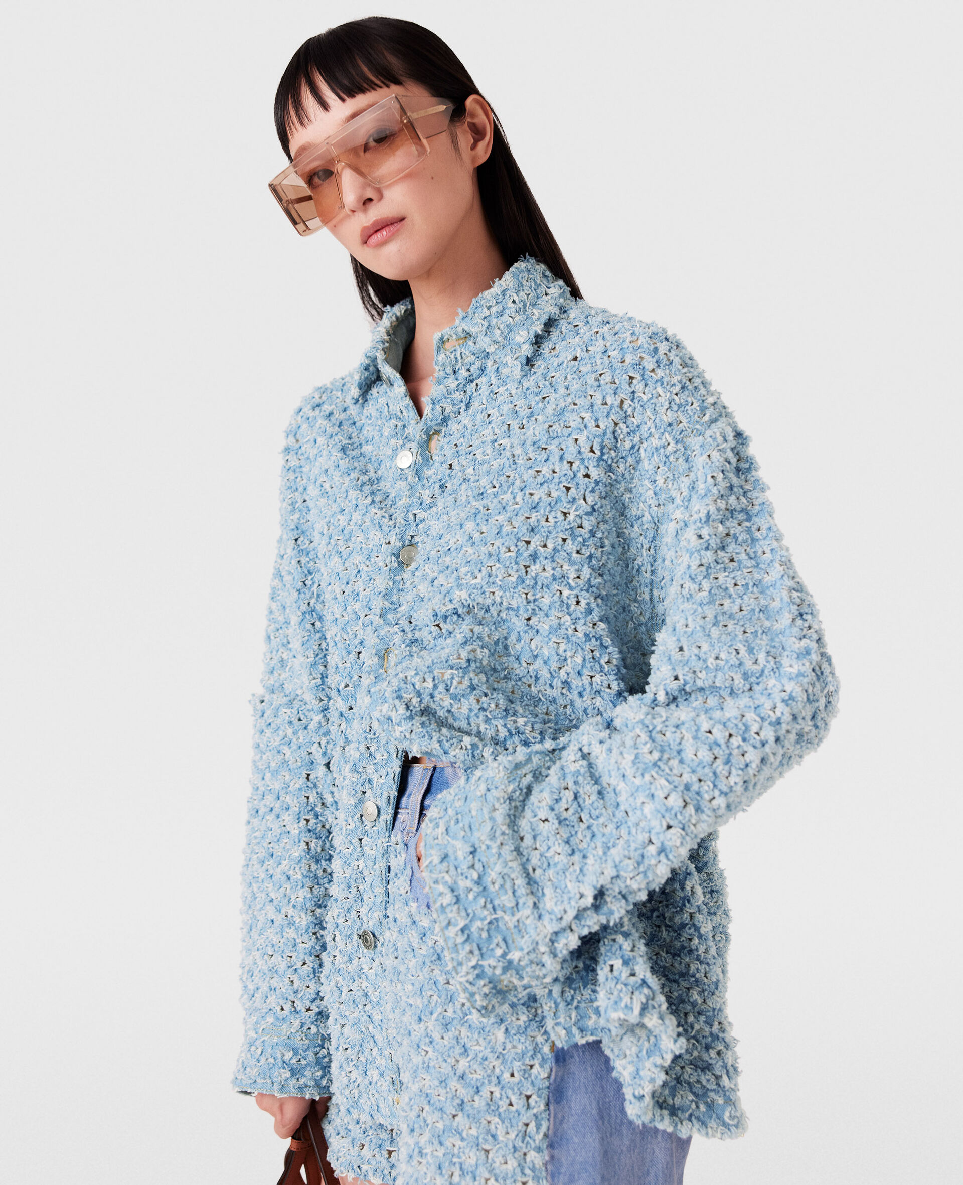 Oversized Denim Bouclé Shirt