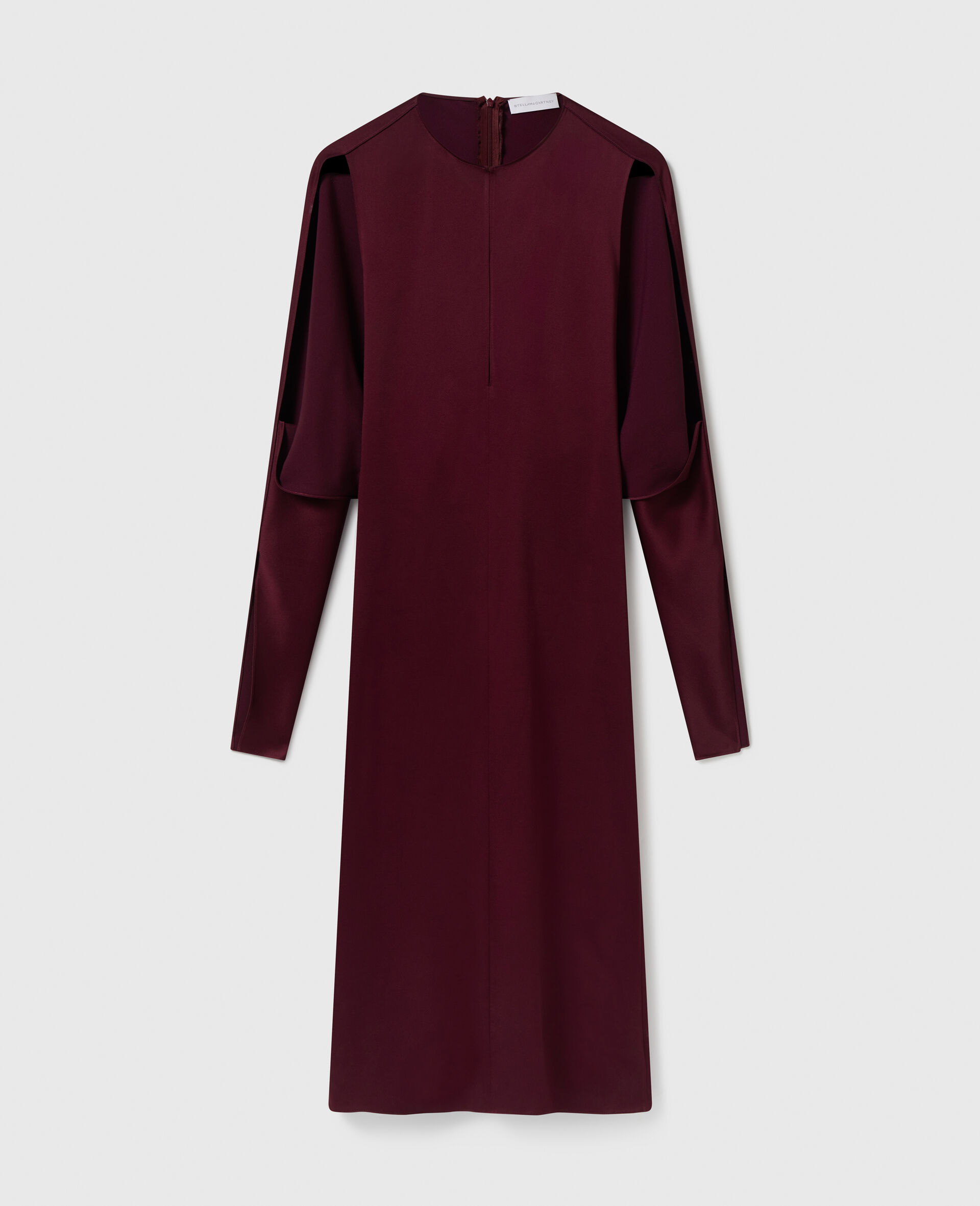 Cape-Sleeve Cut-Out Satin Midi Dress