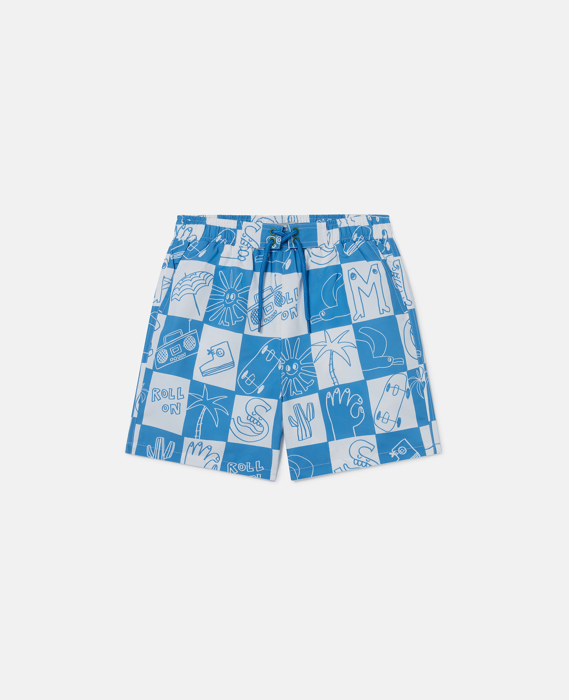 Brand Lettering Check Swim Shorts