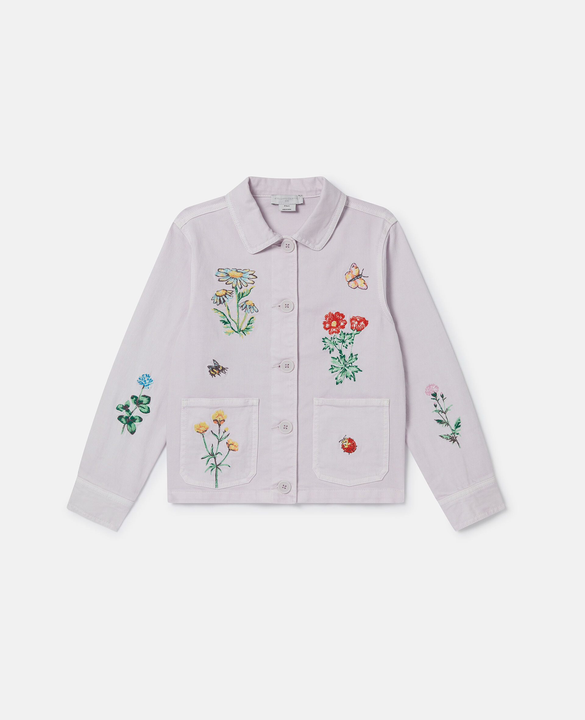 Flower Embroidered Collared Jacket