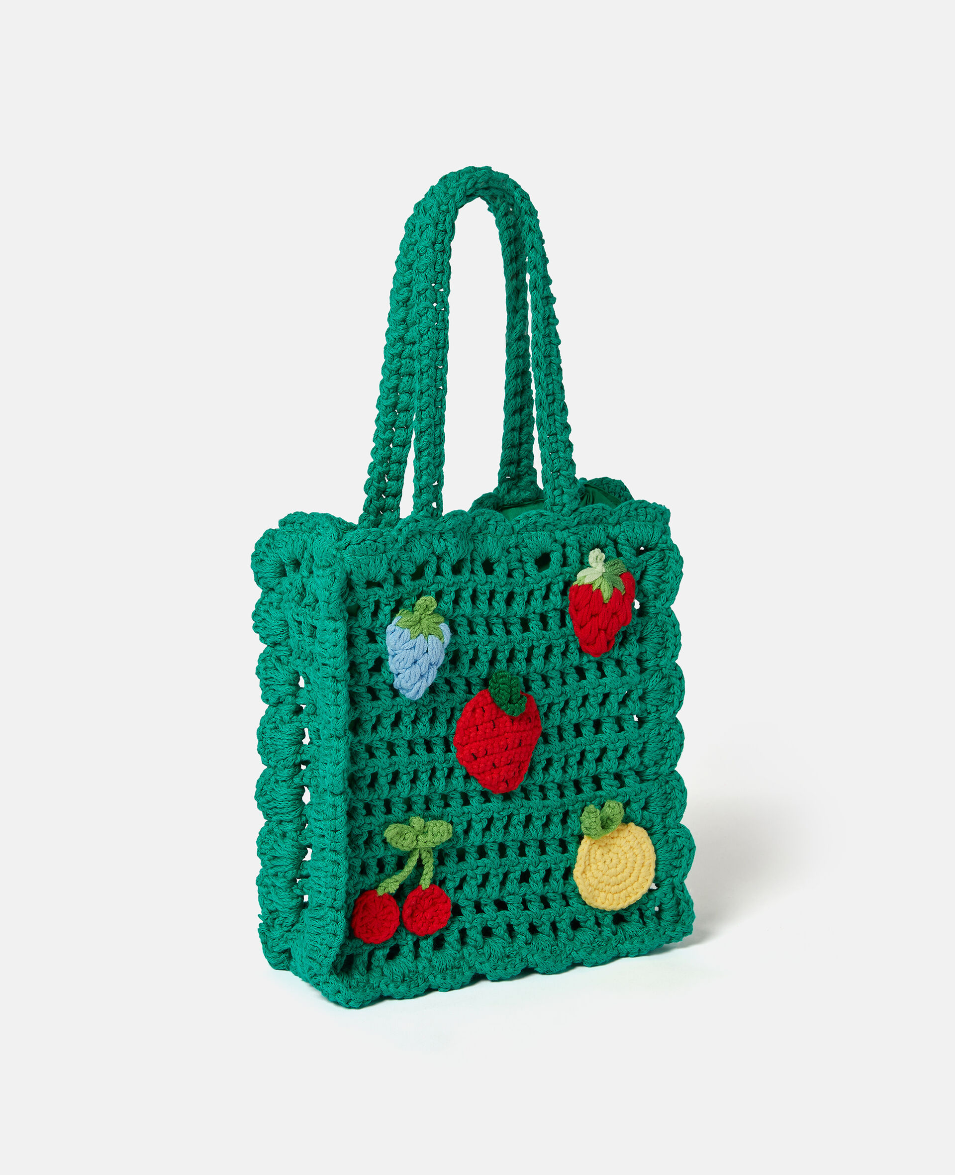 Berry Embroidered Crochet Tote Bag