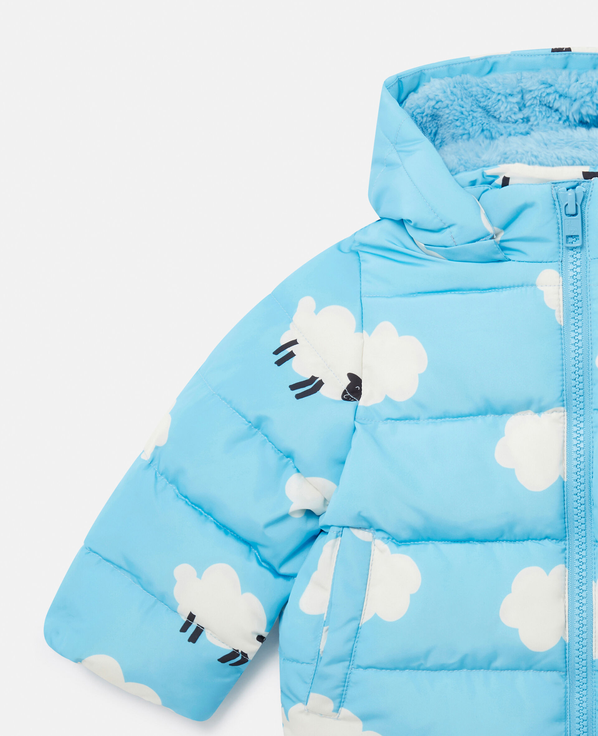 Sheep Pattern Hooded Puffer Coat