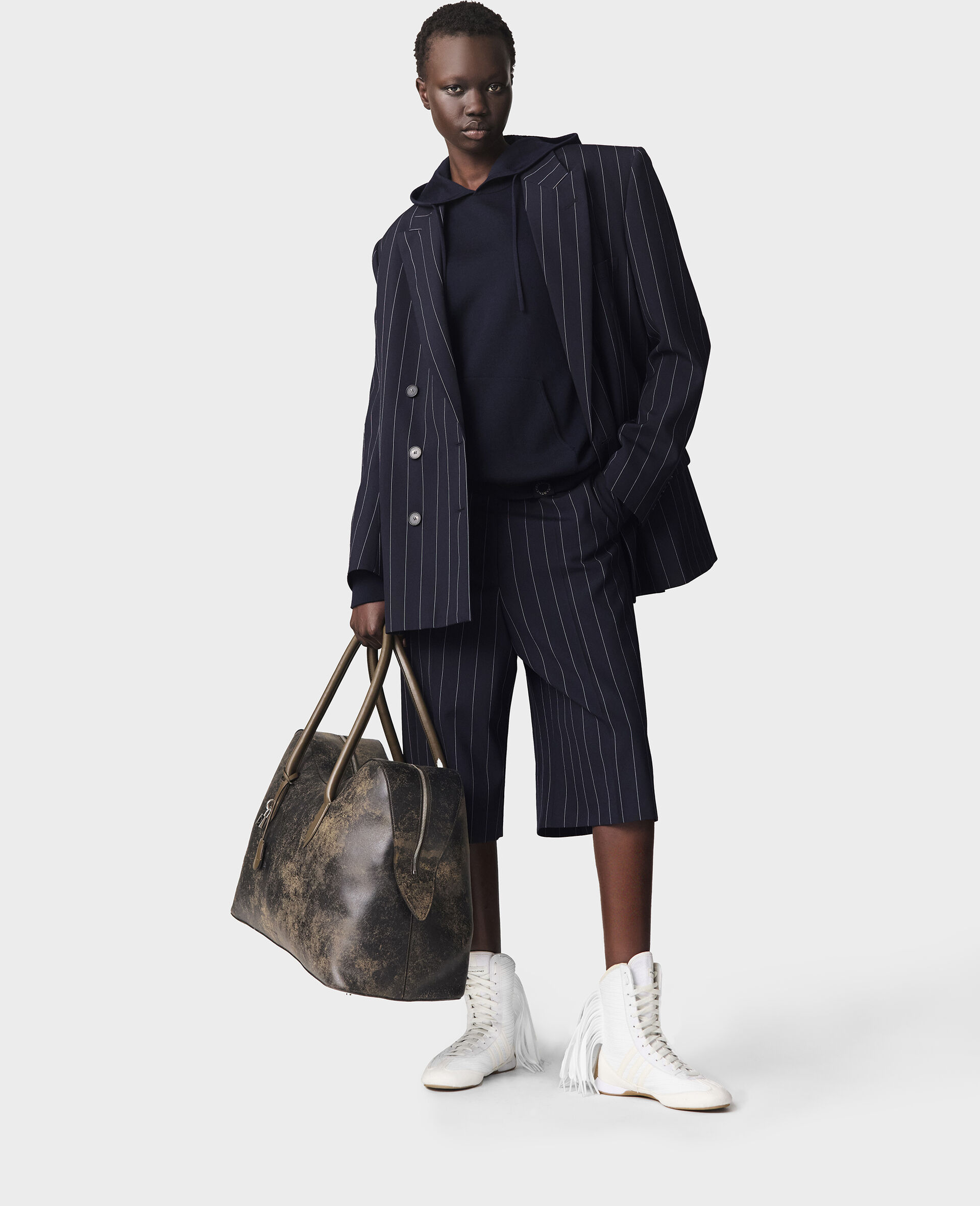 Tailored Pinstripe Wool Shorts