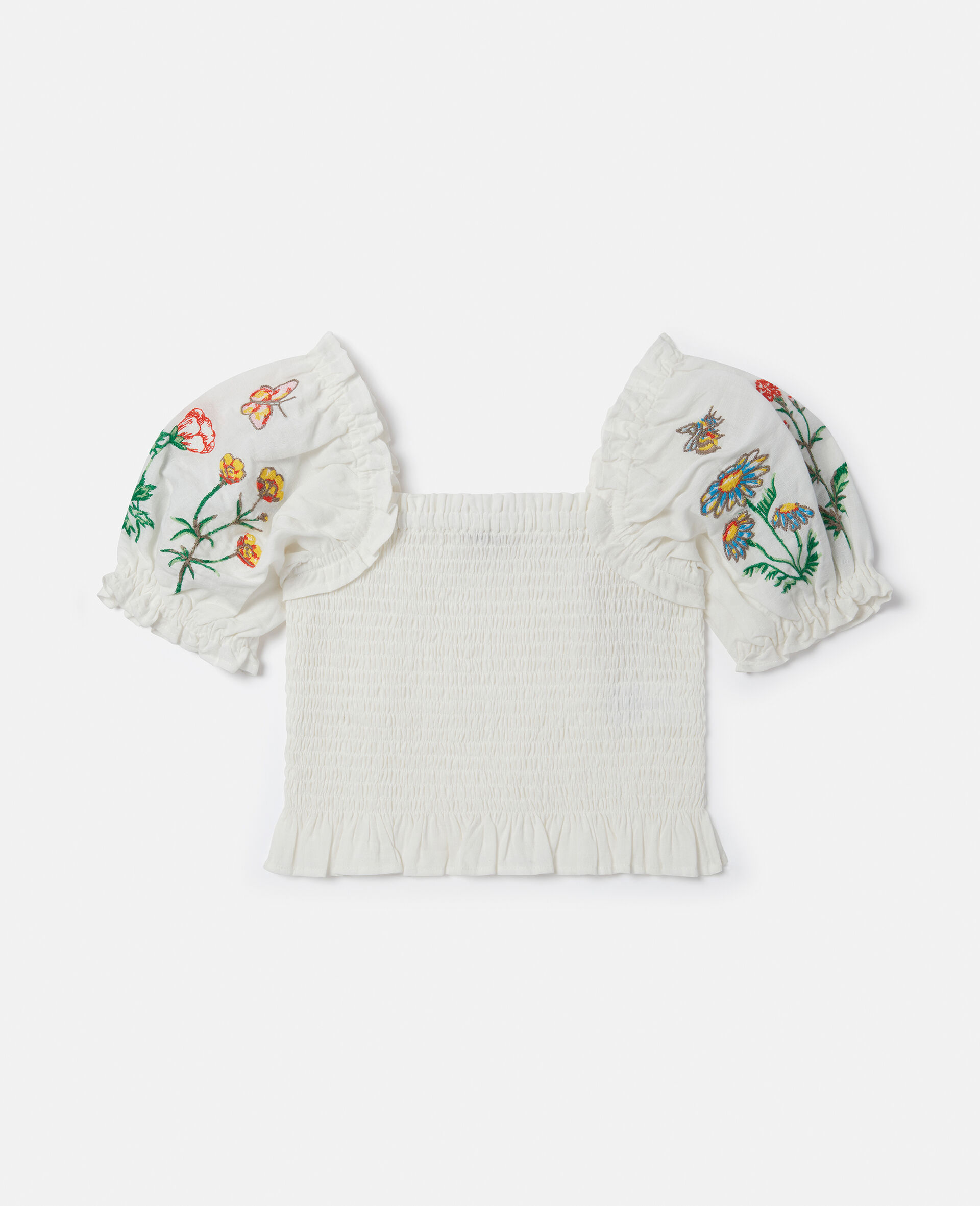 Flower Embroidered Short-Sleeve Top