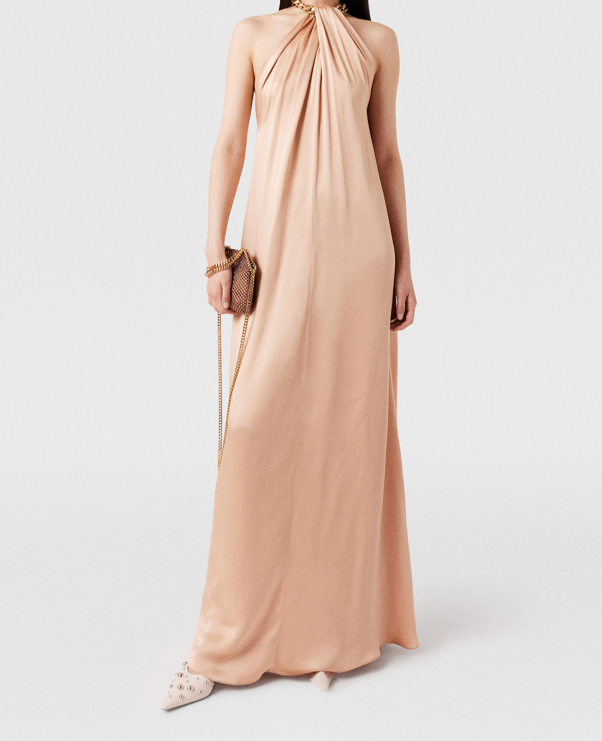Chain Halterneck Satin Maxi Dress
