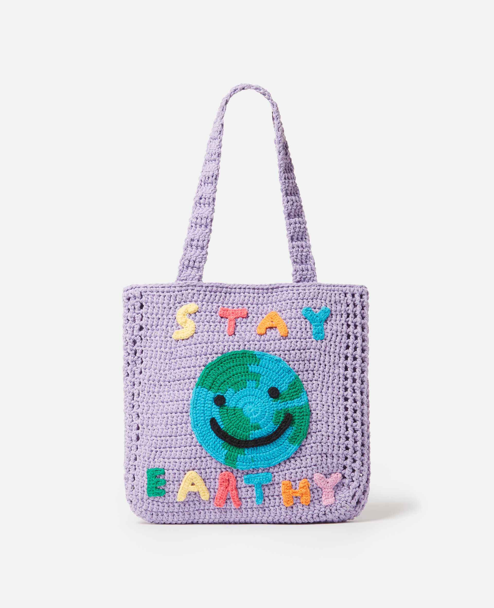 Stay Earthy Graphic Knitted Tote Bag