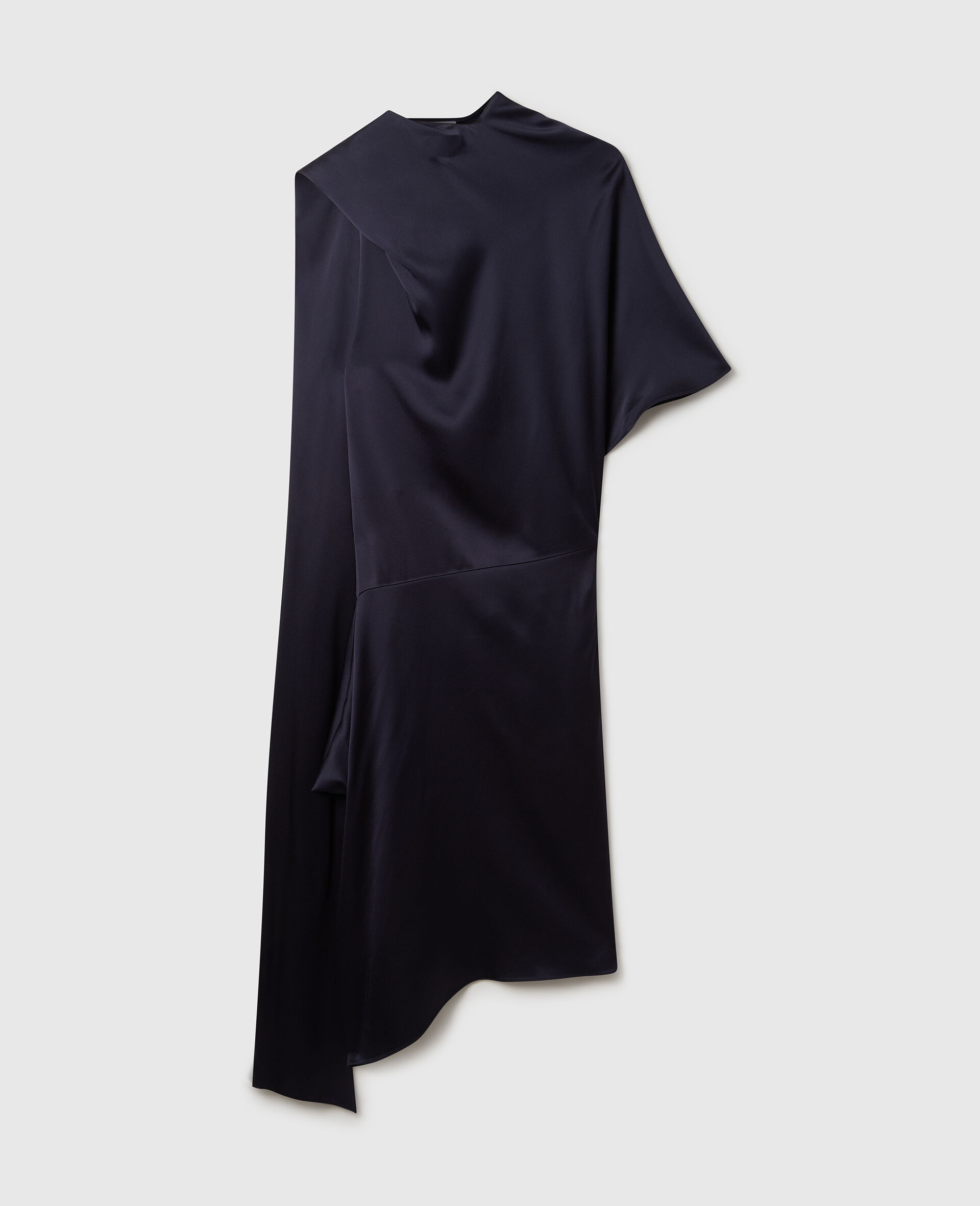 Asymmetric Tie-Neck Midi Dress