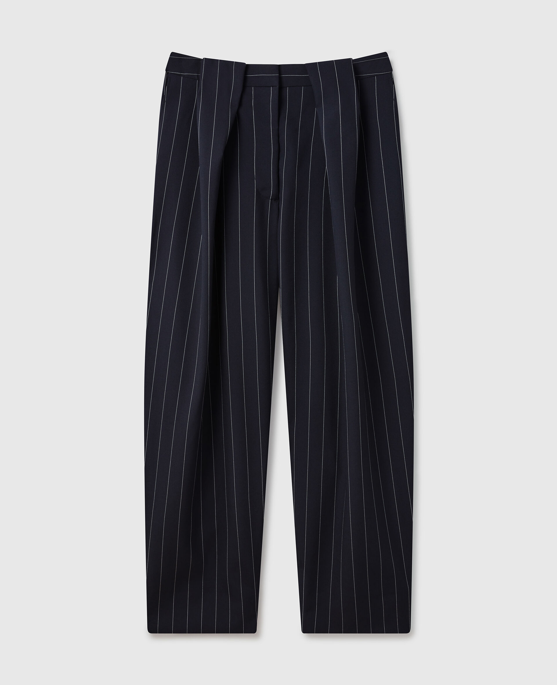 Slouchy Paneled Pinstripe Pants