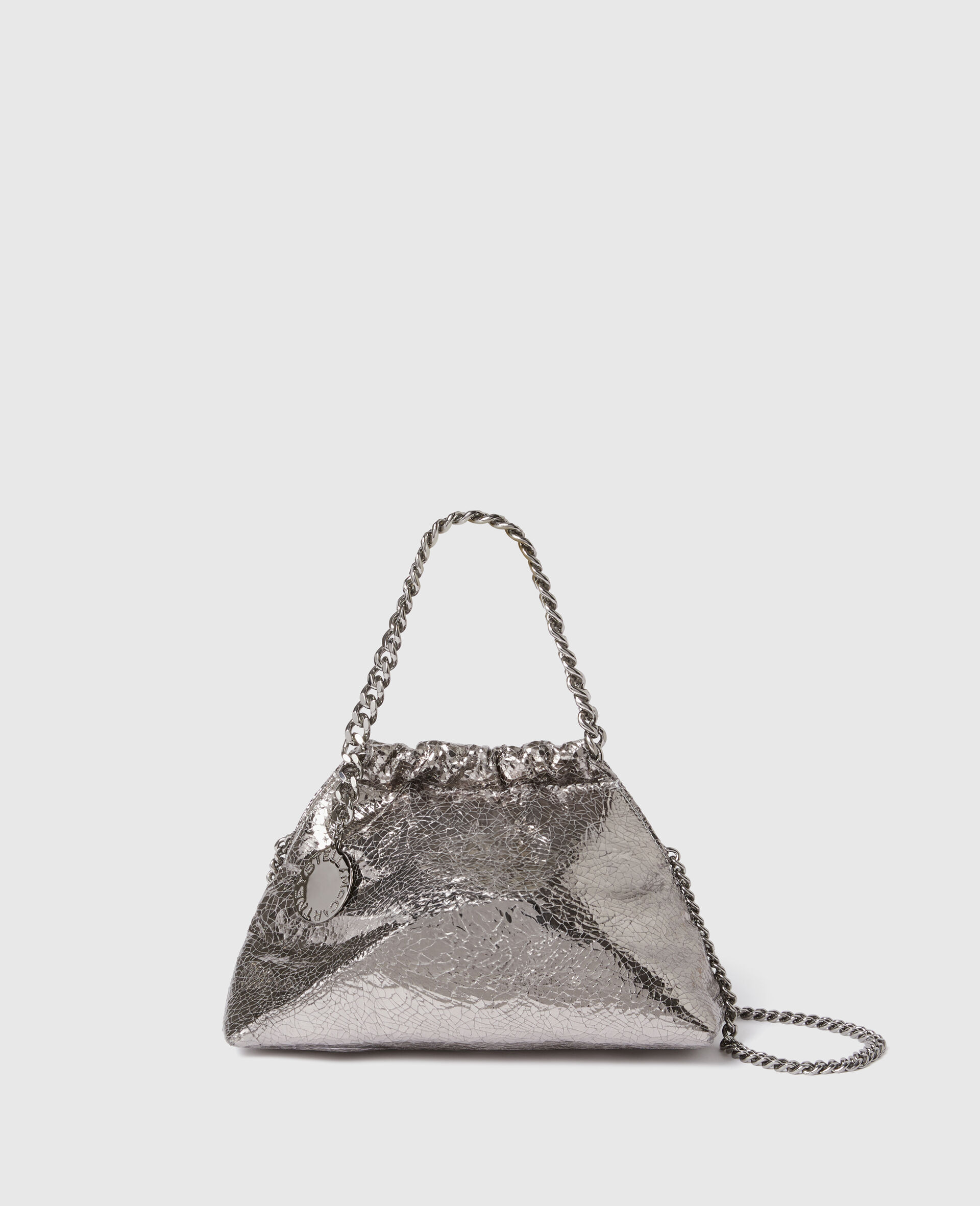 Falabella Cracked Metallic Drawstring Crossbody Bag