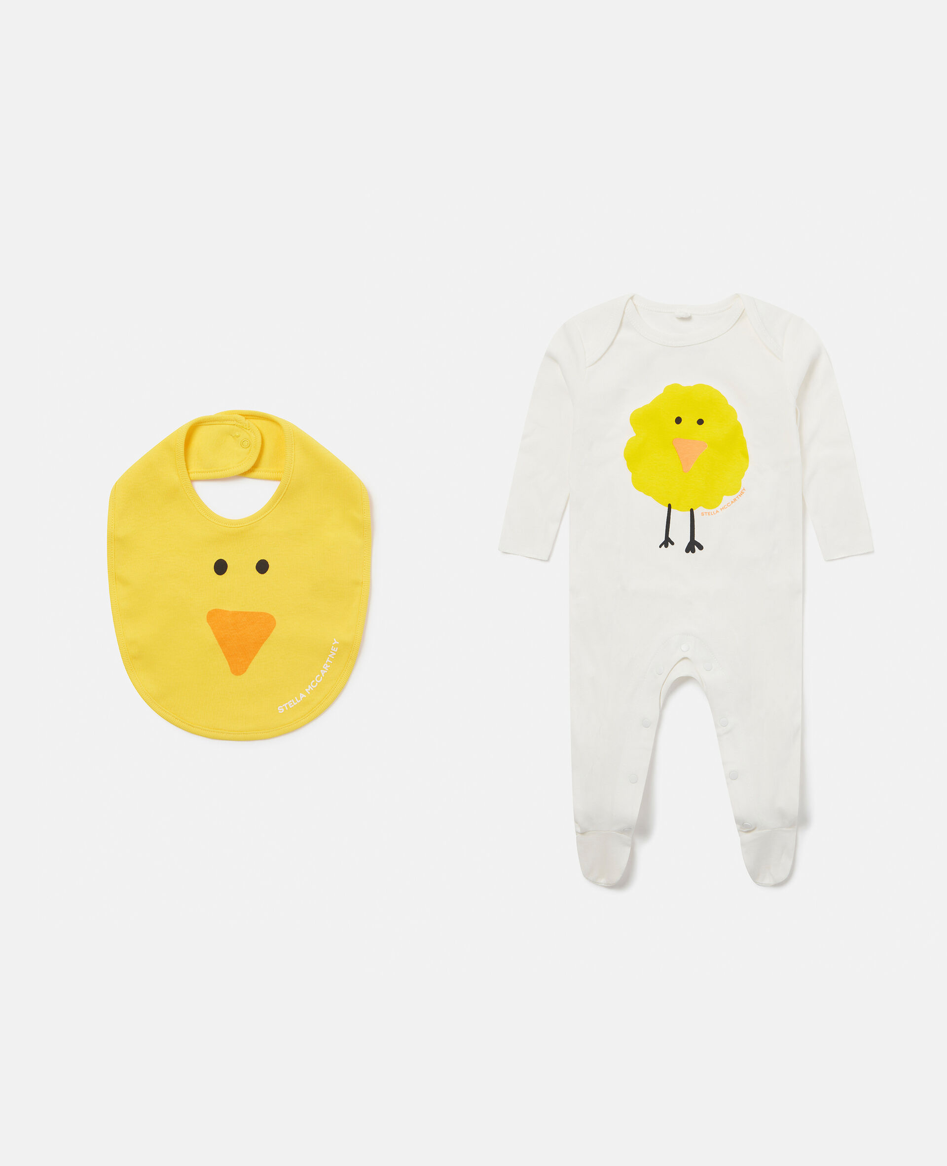 Chick Pattern Bib and Sleepsuit Set