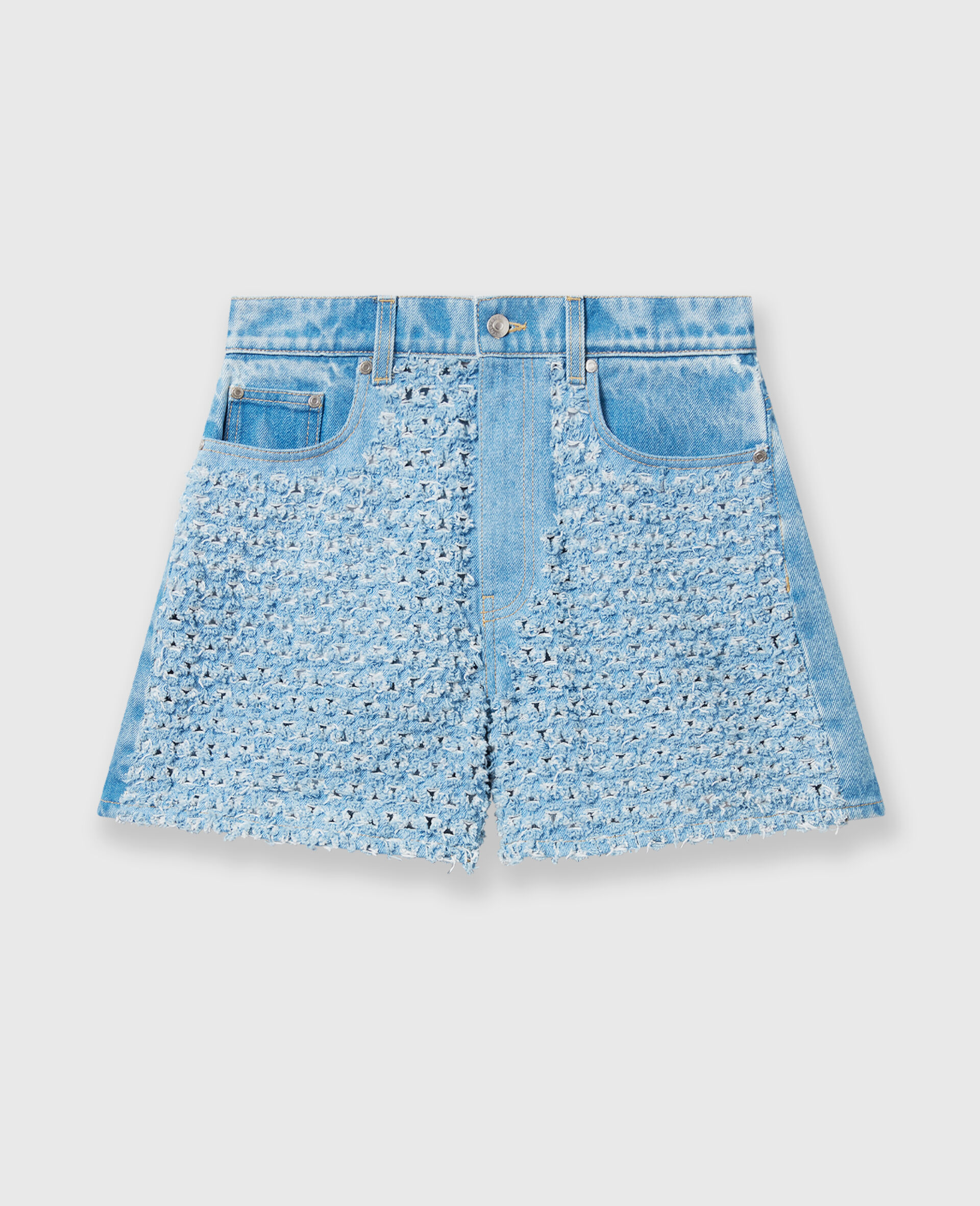 Mid-rise Denim Bouclé Shorts