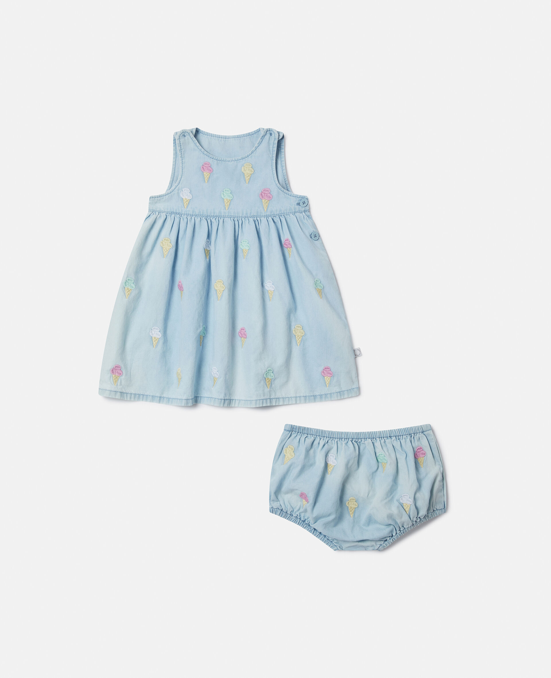 Ice Cream Embroidered Dress and Bloomers Set