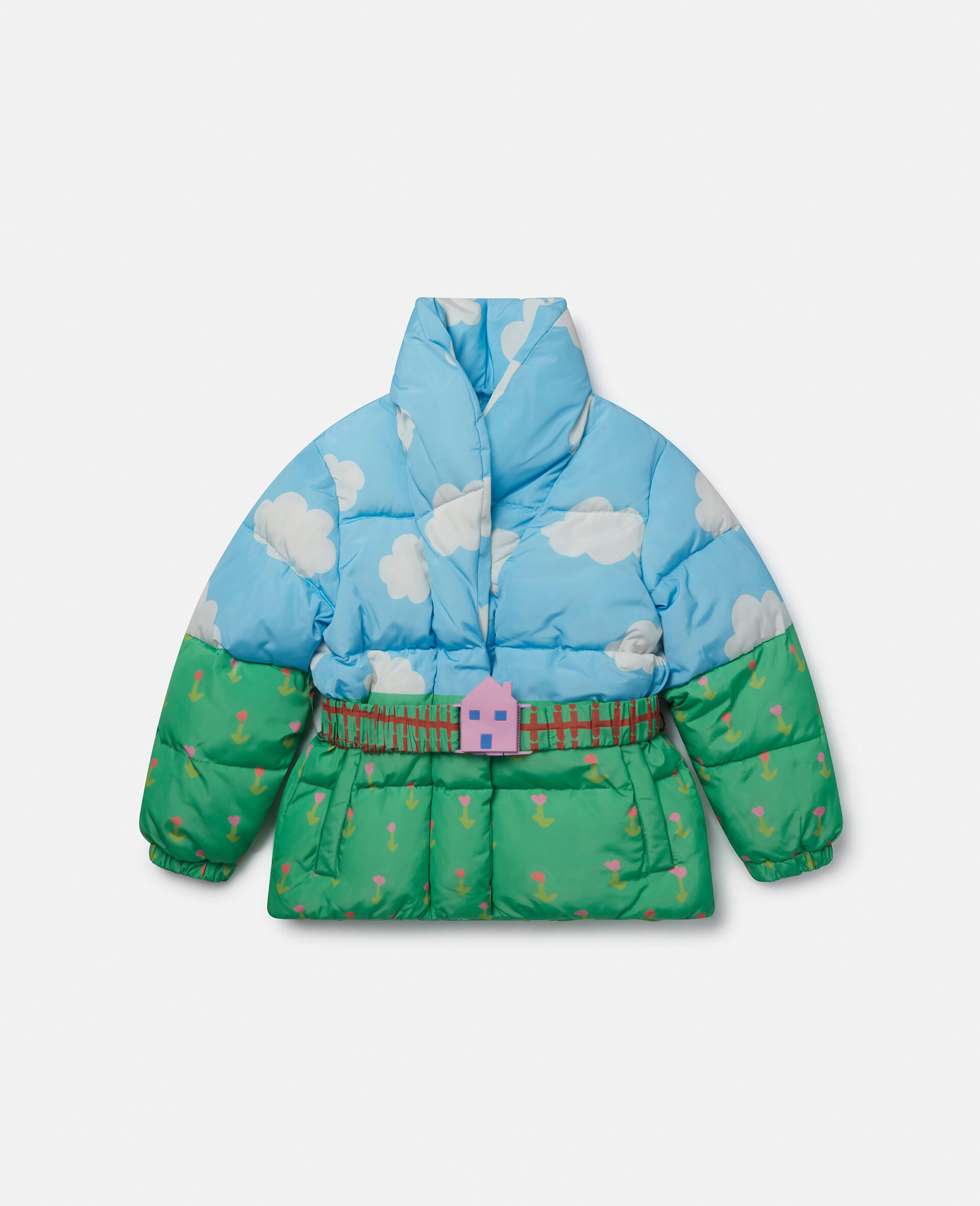 Farmyard Print Hooded Puffer Coat