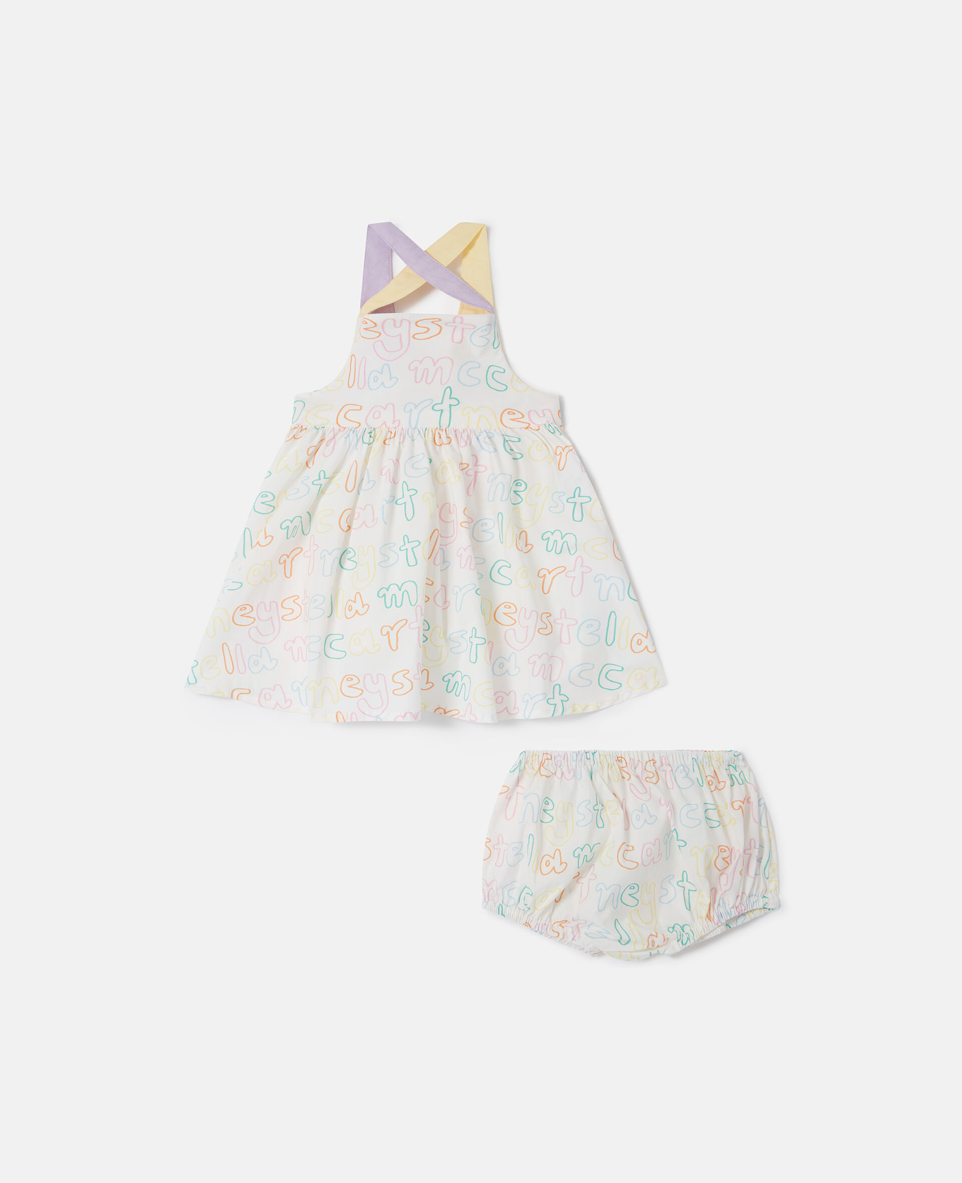 Brand Print Dress and Bloomers Set